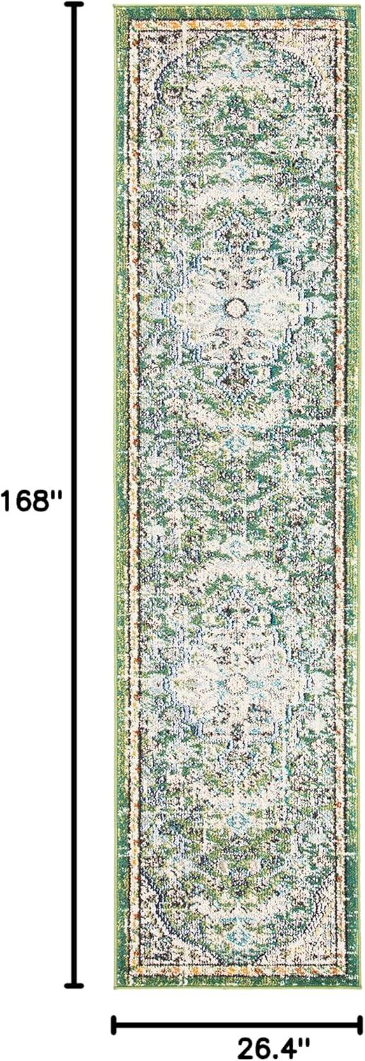 image:imageSAFAVIEH Area Rug 8x10 Madison Collection Large Ivory amp Orange Boho Chic Medallion Distressed Design NonShedding amp Easy Cleaning Ideal for Living Room Bedroom Dining Space MAD447AGreenTurquoise