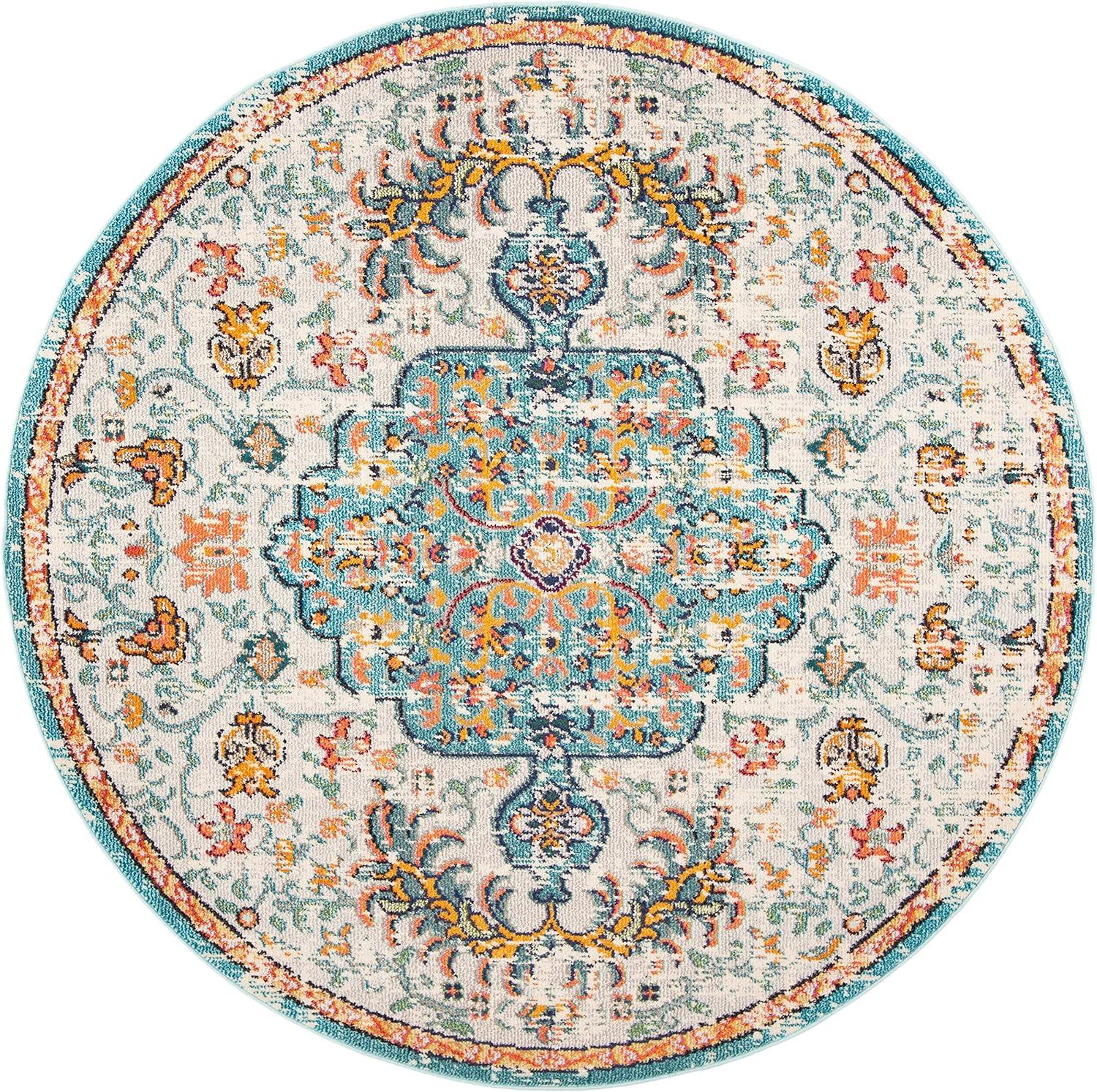 image:imageSAFAVIEH Area Rug 8x10 Madison Collection Large Ivory amp Orange Boho Chic Medallion Distressed Design NonShedding amp Easy Cleaning Ideal for Living Room Bedroom Dining Space MAD447AGreyLight Blue