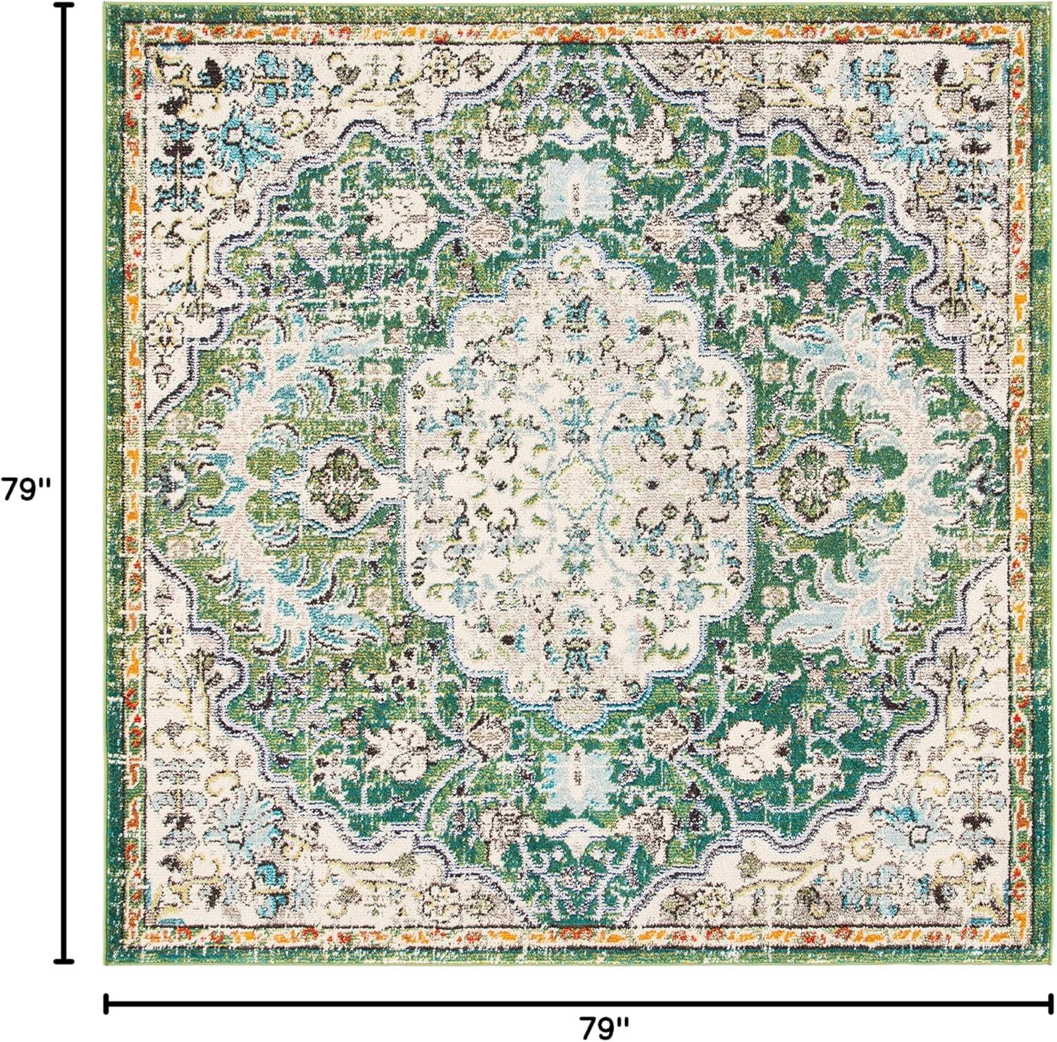 image:imageSAFAVIEH Area Rug 8x10 Madison Collection Large Ivory amp Orange Boho Chic Medallion Distressed Design NonShedding amp Easy Cleaning Ideal for Living Room Bedroom Dining Space MAD447AGreenTurquoise