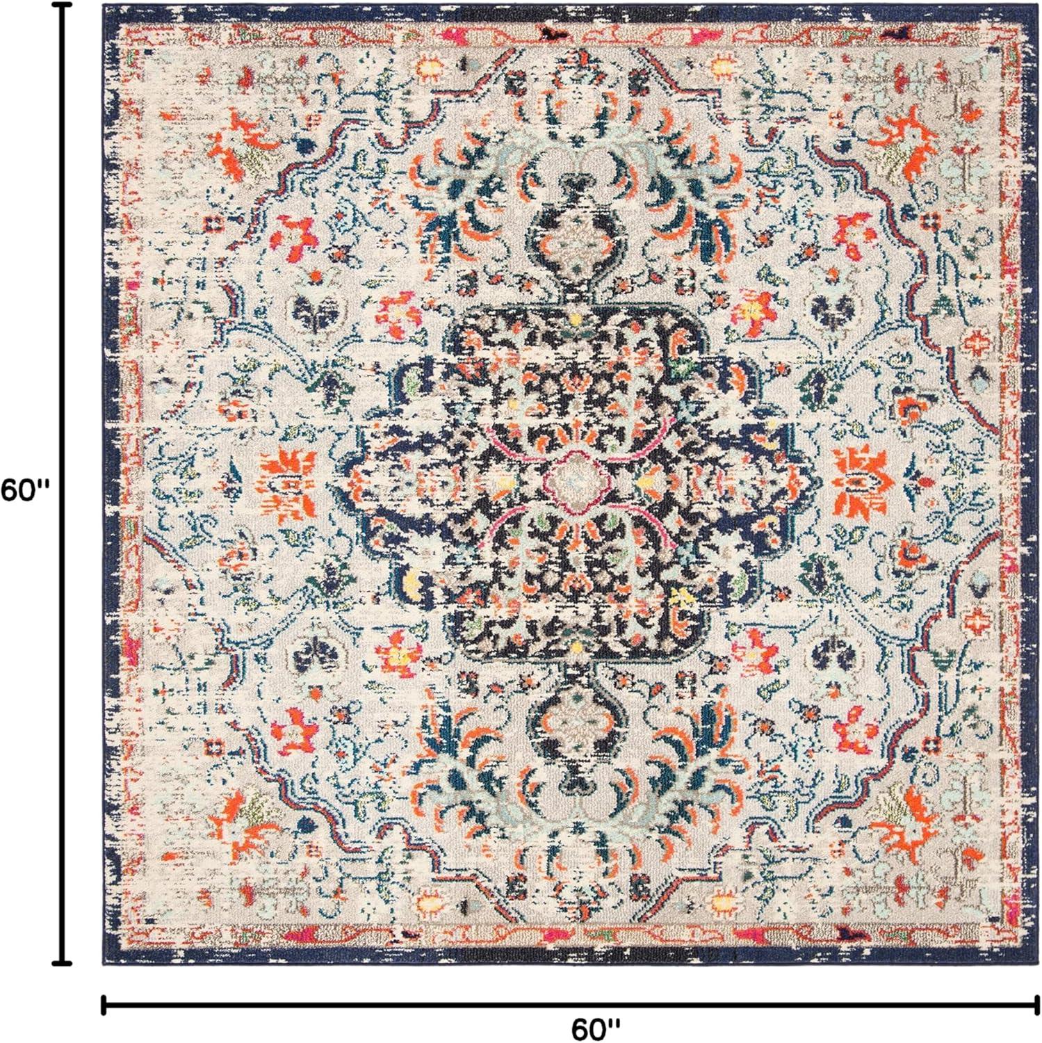 image:imageSAFAVIEH Area Rug 8x10 Madison Collection Large Ivory amp Orange Boho Chic Medallion Distressed Design NonShedding amp Easy Cleaning Ideal for Living Room Bedroom Dining Space MAD447ABeigeBlack