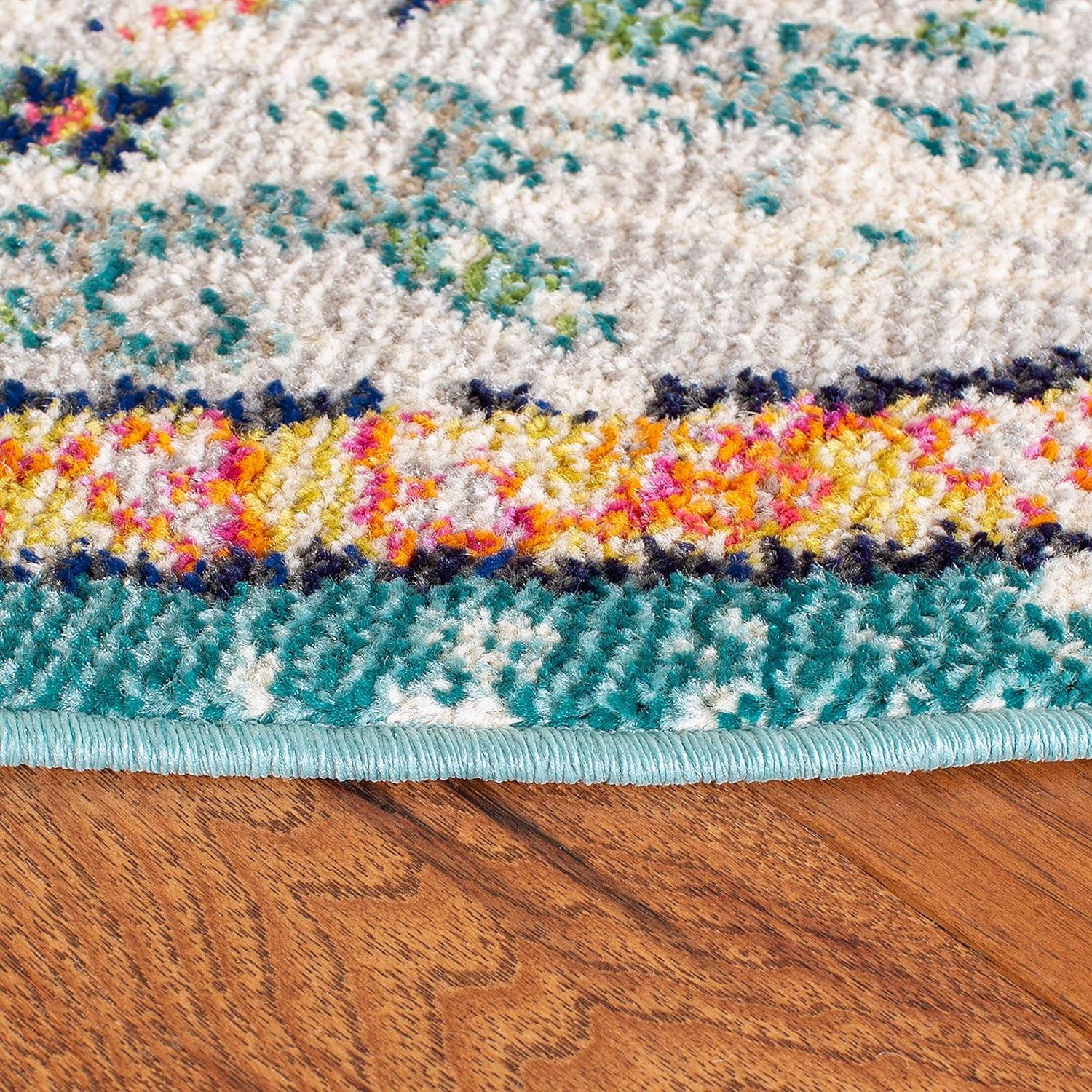 image:imageSAFAVIEH Area Rug 8x10 Madison Collection Large Ivory amp Orange Boho Chic Medallion Distressed Design NonShedding amp Easy Cleaning Ideal for Living Room Bedroom Dining Space MAD447AGreyLight Blue