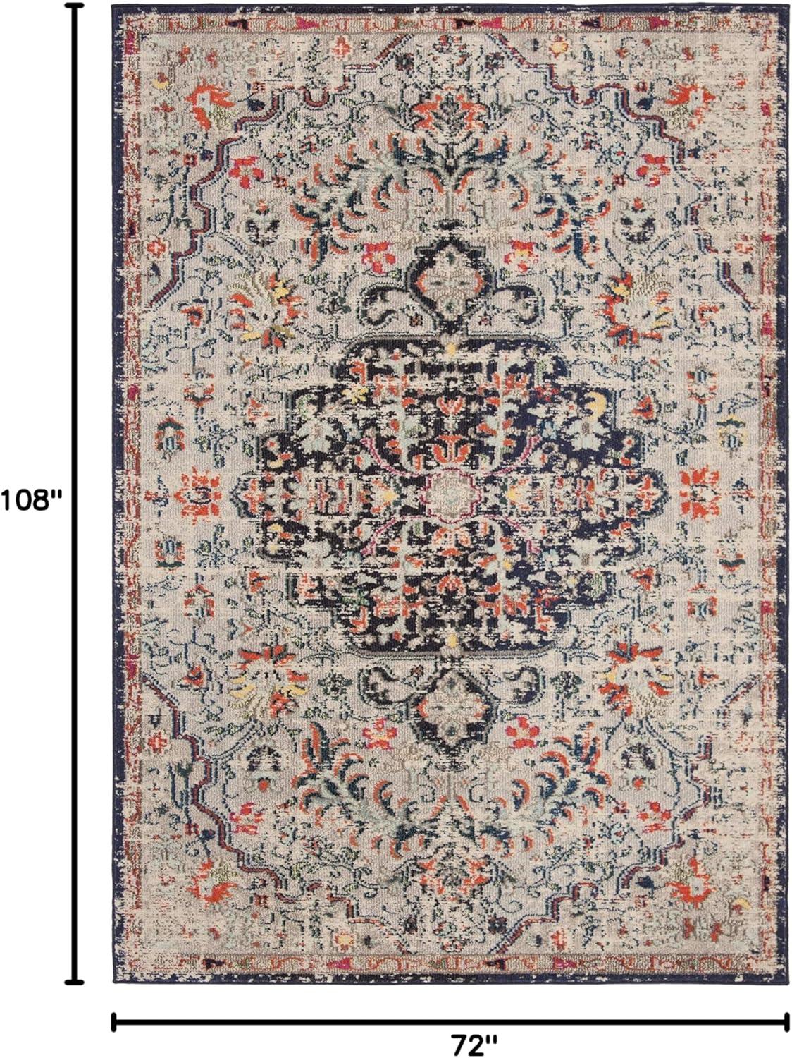 image:imageSAFAVIEH Area Rug 8x10 Madison Collection Large Ivory amp Orange Boho Chic Medallion Distressed Design NonShedding amp Easy Cleaning Ideal for Living Room Bedroom Dining Space MAD447ABeigeBlack