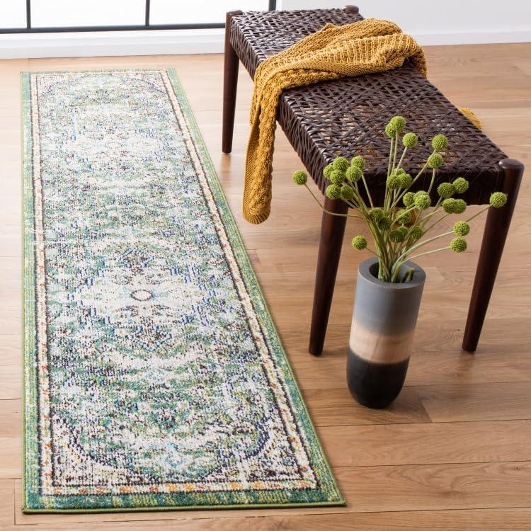 image:imageSAFAVIEH Area Rug 8x10 Madison Collection Large Ivory amp Orange Boho Chic Medallion Distressed Design NonShedding amp Easy Cleaning Ideal for Living Room Bedroom Dining Space MAD447AIvoryOrange