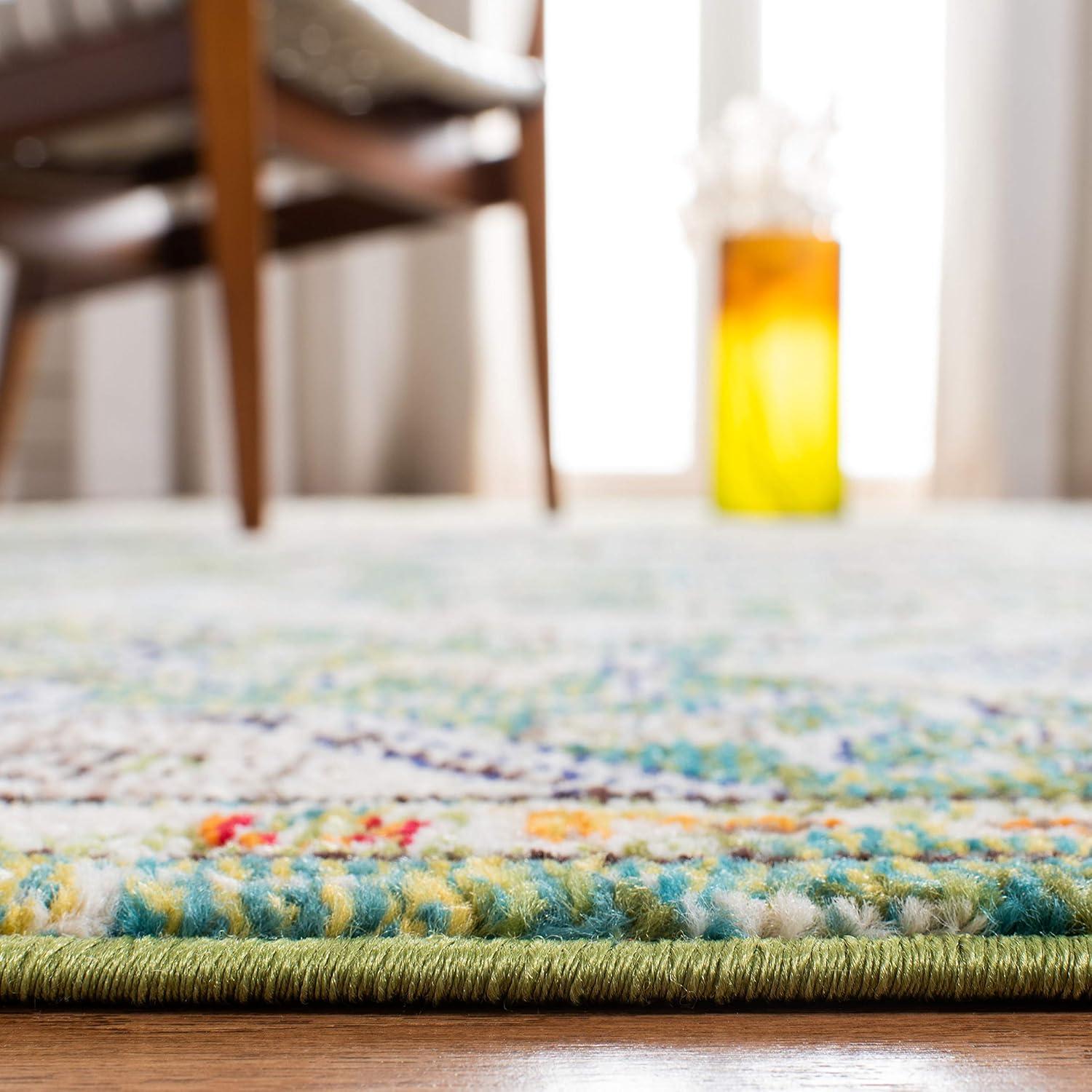 image:imageSAFAVIEH Area Rug 8x10 Madison Collection Large Ivory amp Orange Boho Chic Medallion Distressed Design NonShedding amp Easy Cleaning Ideal for Living Room Bedroom Dining Space MAD447AGreenTurquoise