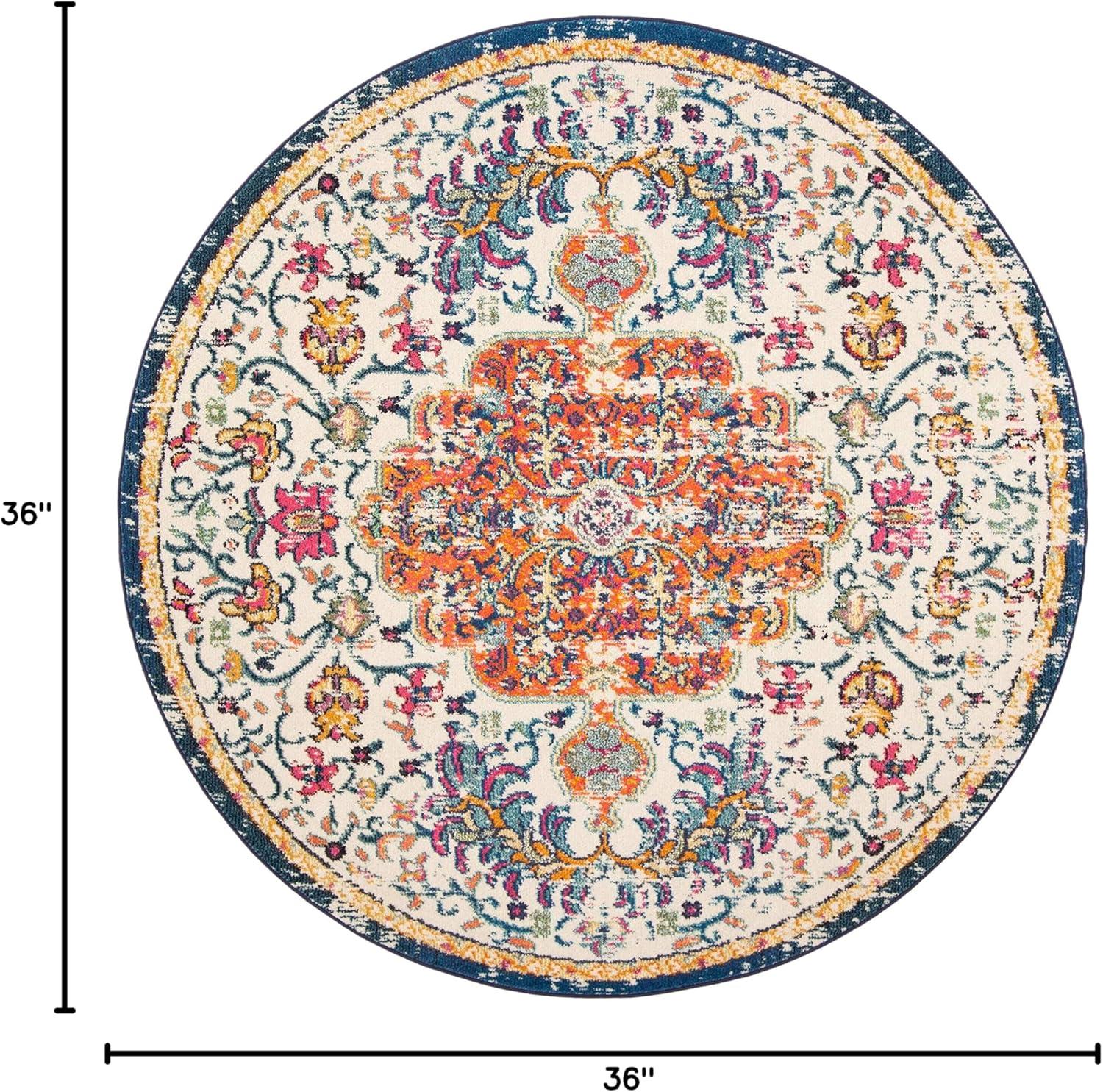 image:imageSAFAVIEH Area Rug 8x10 Madison Collection Large Ivory amp Orange Boho Chic Medallion Distressed Design NonShedding amp Easy Cleaning Ideal for Living Room Bedroom Dining Space MAD447AIvoryOrange