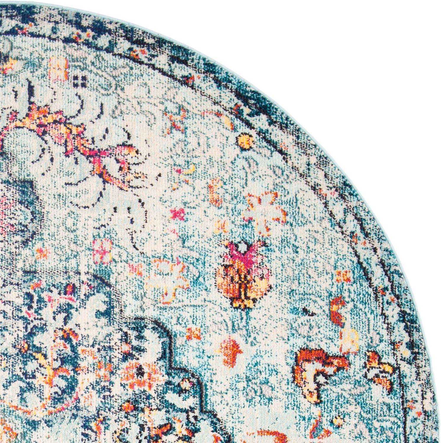 image:imageSAFAVIEH Area Rug 8x10 Madison Collection Large Ivory amp Orange Boho Chic Medallion Distressed Design NonShedding amp Easy Cleaning Ideal for Living Room Bedroom Dining Space MAD447ANavyLight Blue