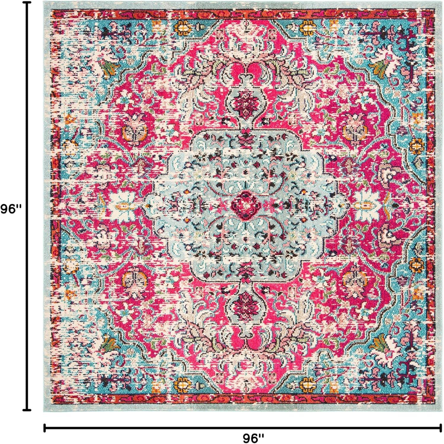 image:imageSAFAVIEH Area Rug 8x10 Madison Collection Large Ivory amp Orange Boho Chic Medallion Distressed Design NonShedding amp Easy Cleaning Ideal for Living Room Bedroom Dining Space MAD447AFuchsiaTeal