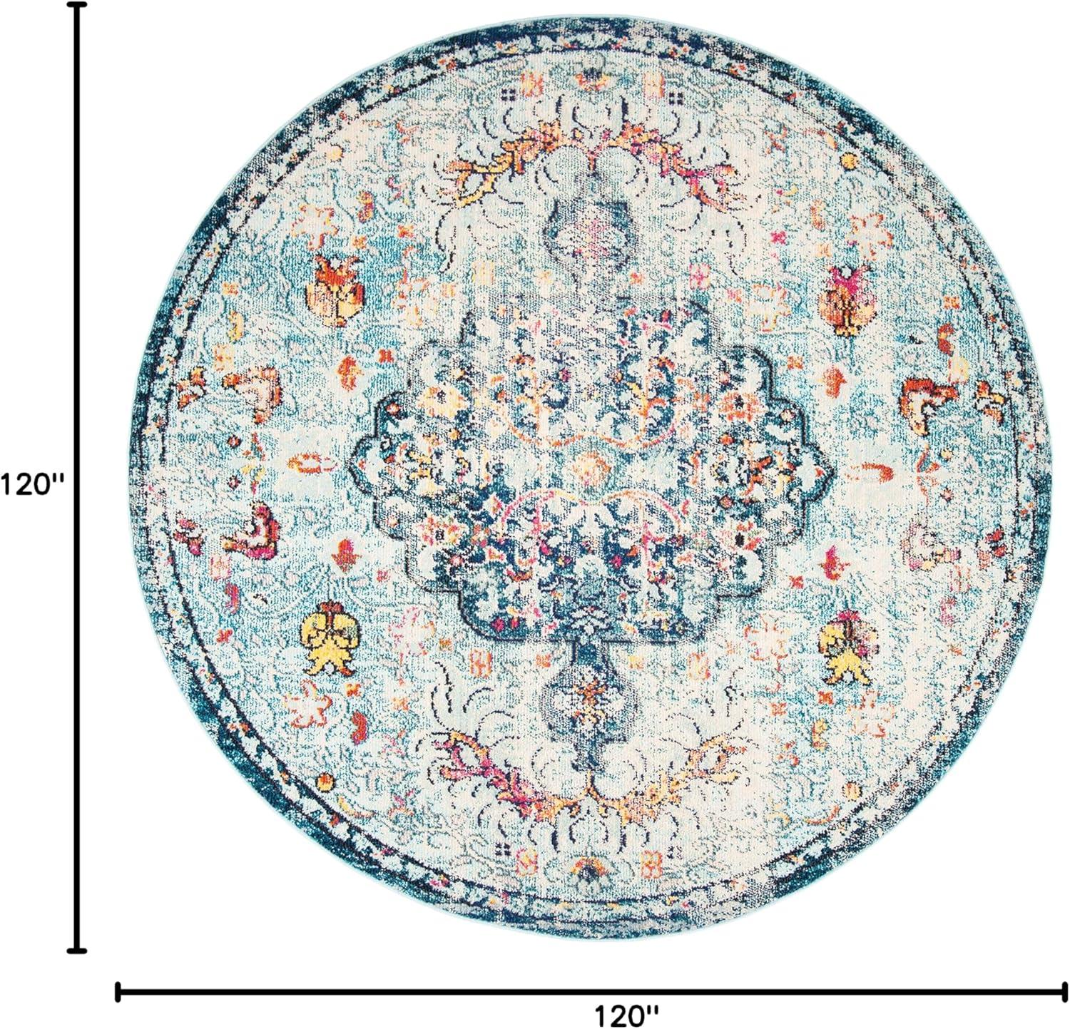 image:imageSAFAVIEH Area Rug 8x10 Madison Collection Large Ivory amp Orange Boho Chic Medallion Distressed Design NonShedding amp Easy Cleaning Ideal for Living Room Bedroom Dining Space MAD447ANavyLight Blue