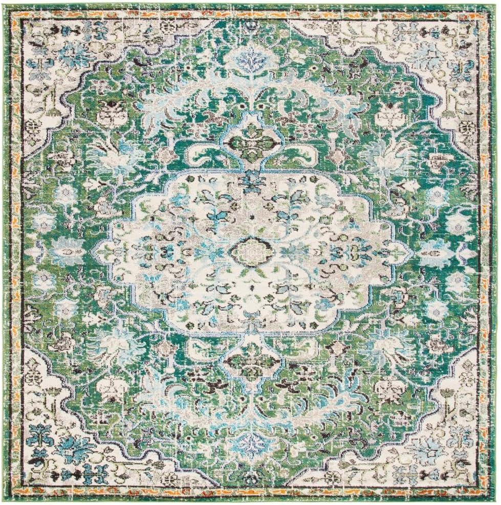 image:imageSAFAVIEH Area Rug 8x10 Madison Collection Large Ivory amp Orange Boho Chic Medallion Distressed Design NonShedding amp Easy Cleaning Ideal for Living Room Bedroom Dining Space MAD447AGreenTurquoise