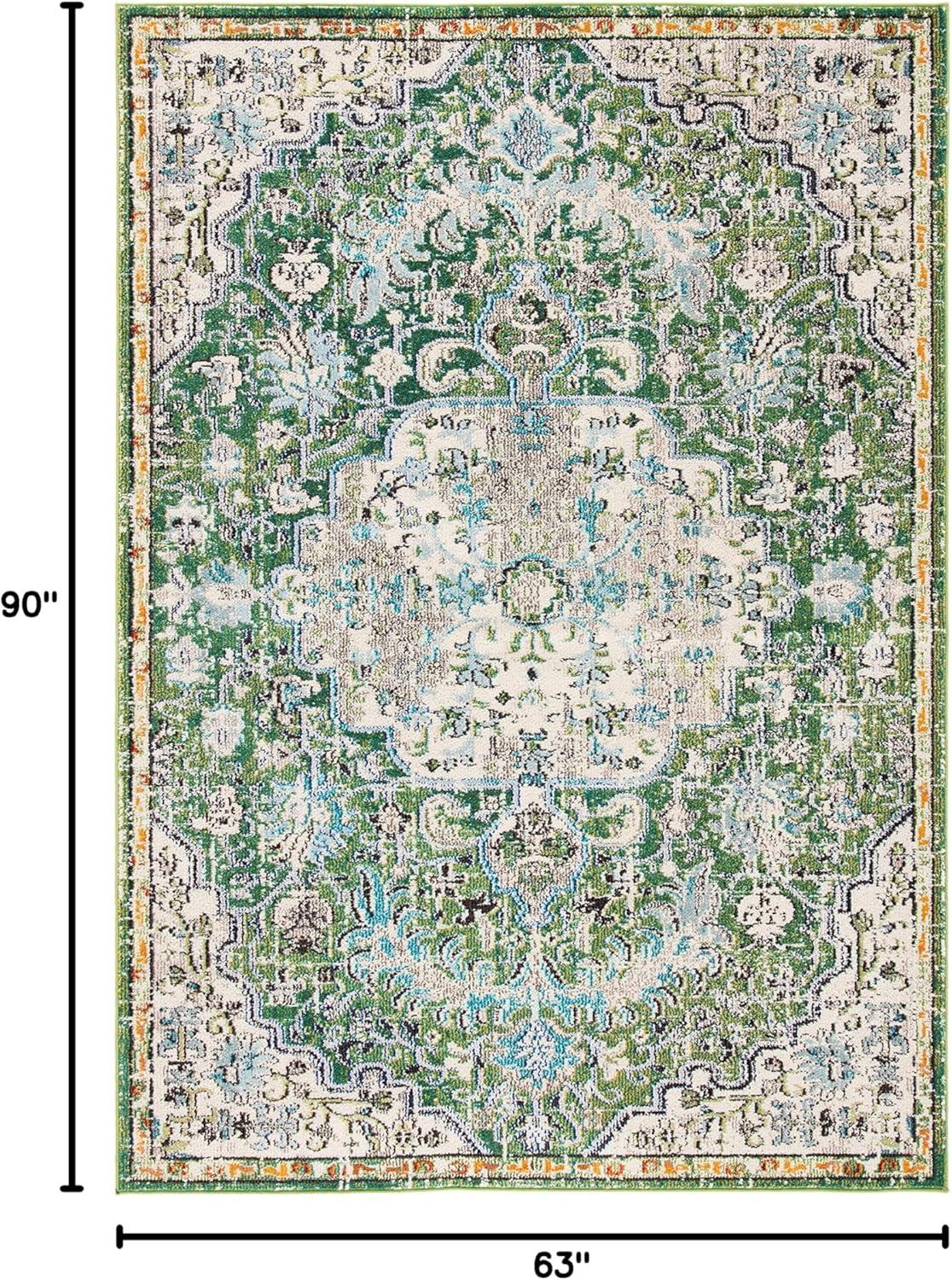 image:imageSAFAVIEH Area Rug 8x10 Madison Collection Large Ivory amp Orange Boho Chic Medallion Distressed Design NonShedding amp Easy Cleaning Ideal for Living Room Bedroom Dining Space MAD447AGreenTurquoise