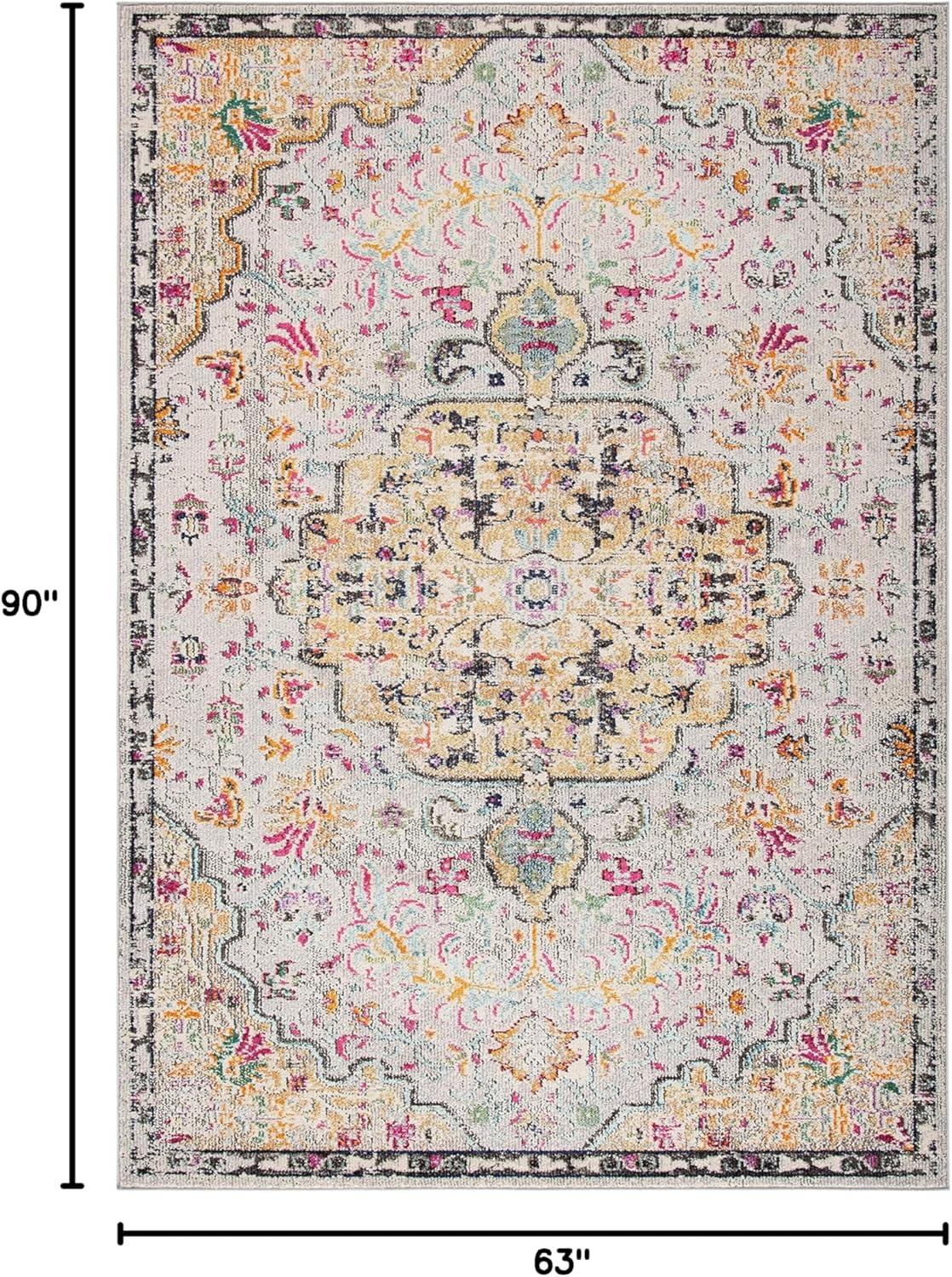 image:imageSAFAVIEH Area Rug 8x10 Madison Collection Large Ivory amp Orange Boho Chic Medallion Distressed Design NonShedding amp Easy Cleaning Ideal for Living Room Bedroom Dining Space MAD447AGreyGold