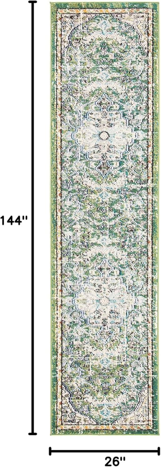 image:imageSAFAVIEH Area Rug 8x10 Madison Collection Large Ivory amp Orange Boho Chic Medallion Distressed Design NonShedding amp Easy Cleaning Ideal for Living Room Bedroom Dining Space MAD447AGreenTurquoise