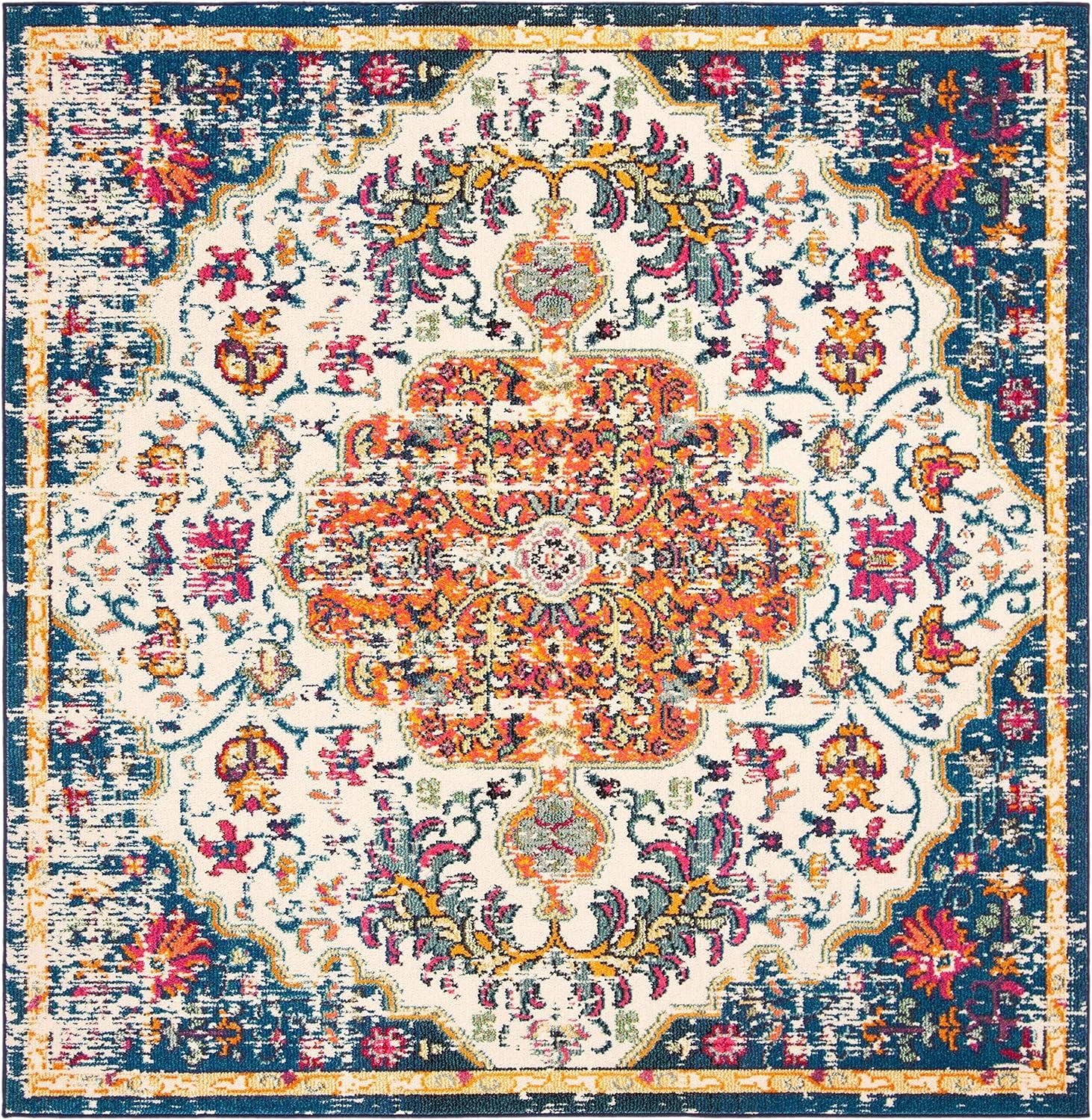 image:imageSAFAVIEH Area Rug 8x10 Madison Collection Large Ivory amp Orange Boho Chic Medallion Distressed Design NonShedding amp Easy Cleaning Ideal for Living Room Bedroom Dining Space MAD447AIvoryOrange