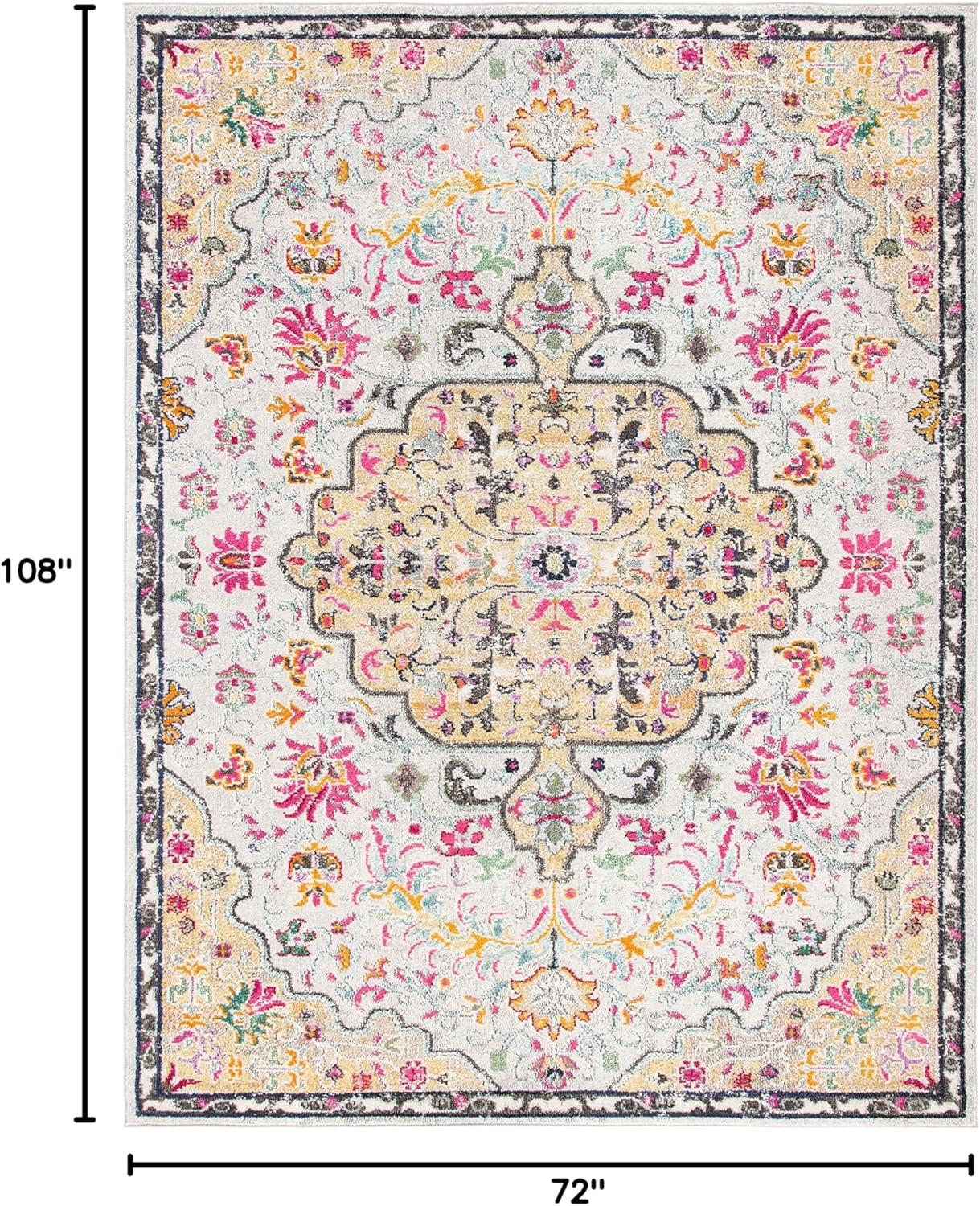 image:imageSAFAVIEH Area Rug 8x10 Madison Collection Large Ivory amp Orange Boho Chic Medallion Distressed Design NonShedding amp Easy Cleaning Ideal for Living Room Bedroom Dining Space MAD447AGreyGold