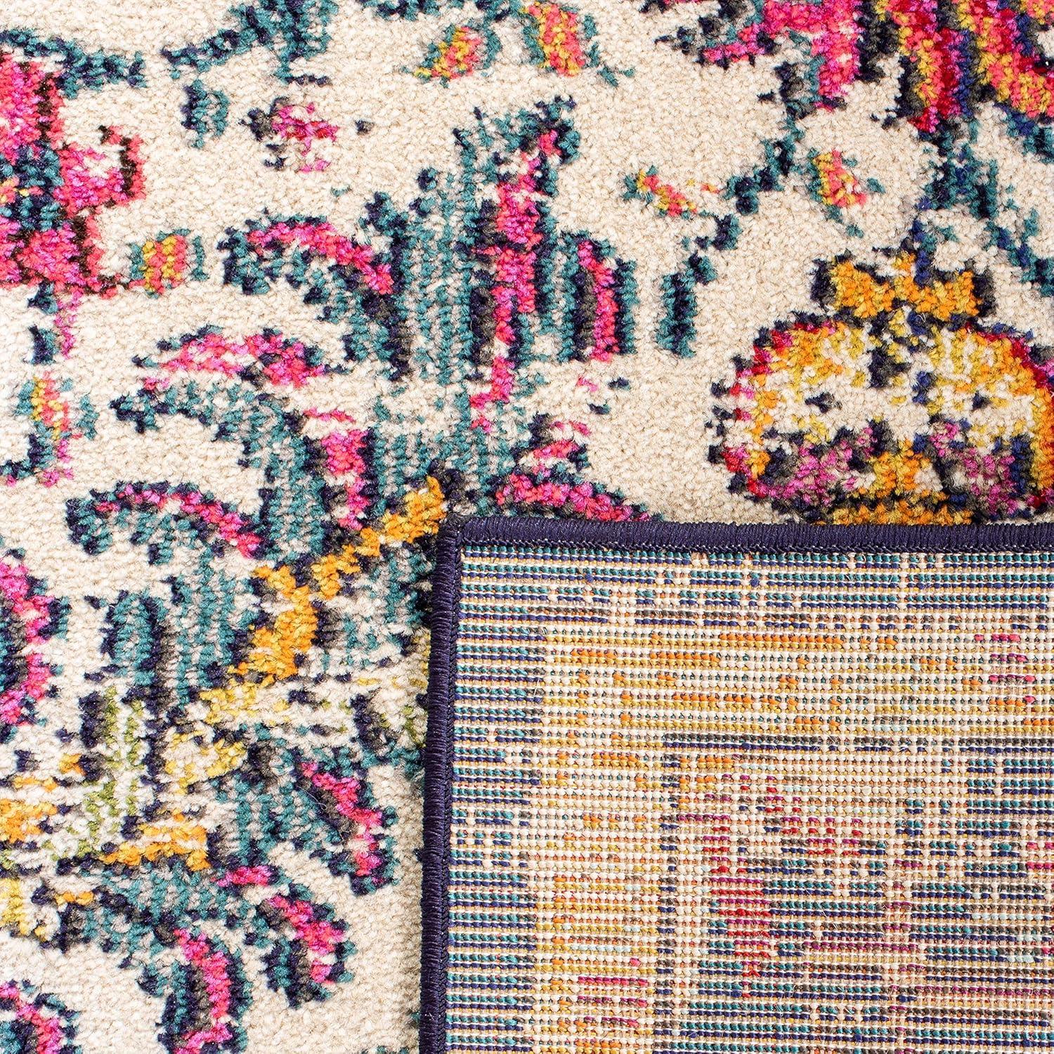 image:imageSAFAVIEH Area Rug 8x10 Madison Collection Large Ivory amp Orange Boho Chic Medallion Distressed Design NonShedding amp Easy Cleaning Ideal for Living Room Bedroom Dining Space MAD447AIvoryOrange