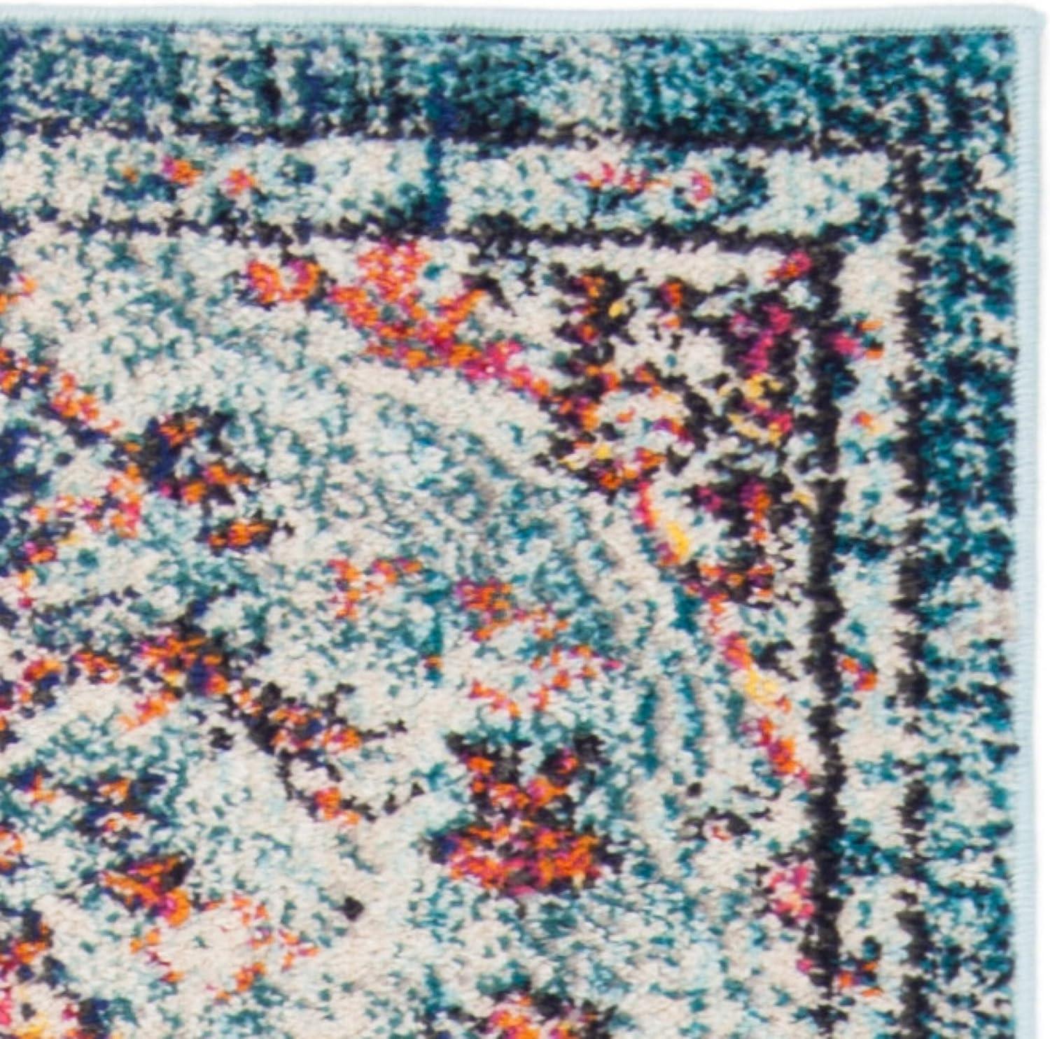 image:imageSAFAVIEH Area Rug 8x10 Madison Collection Large Ivory amp Orange Boho Chic Medallion Distressed Design NonShedding amp Easy Cleaning Ideal for Living Room Bedroom Dining Space MAD447ANavyLight Blue