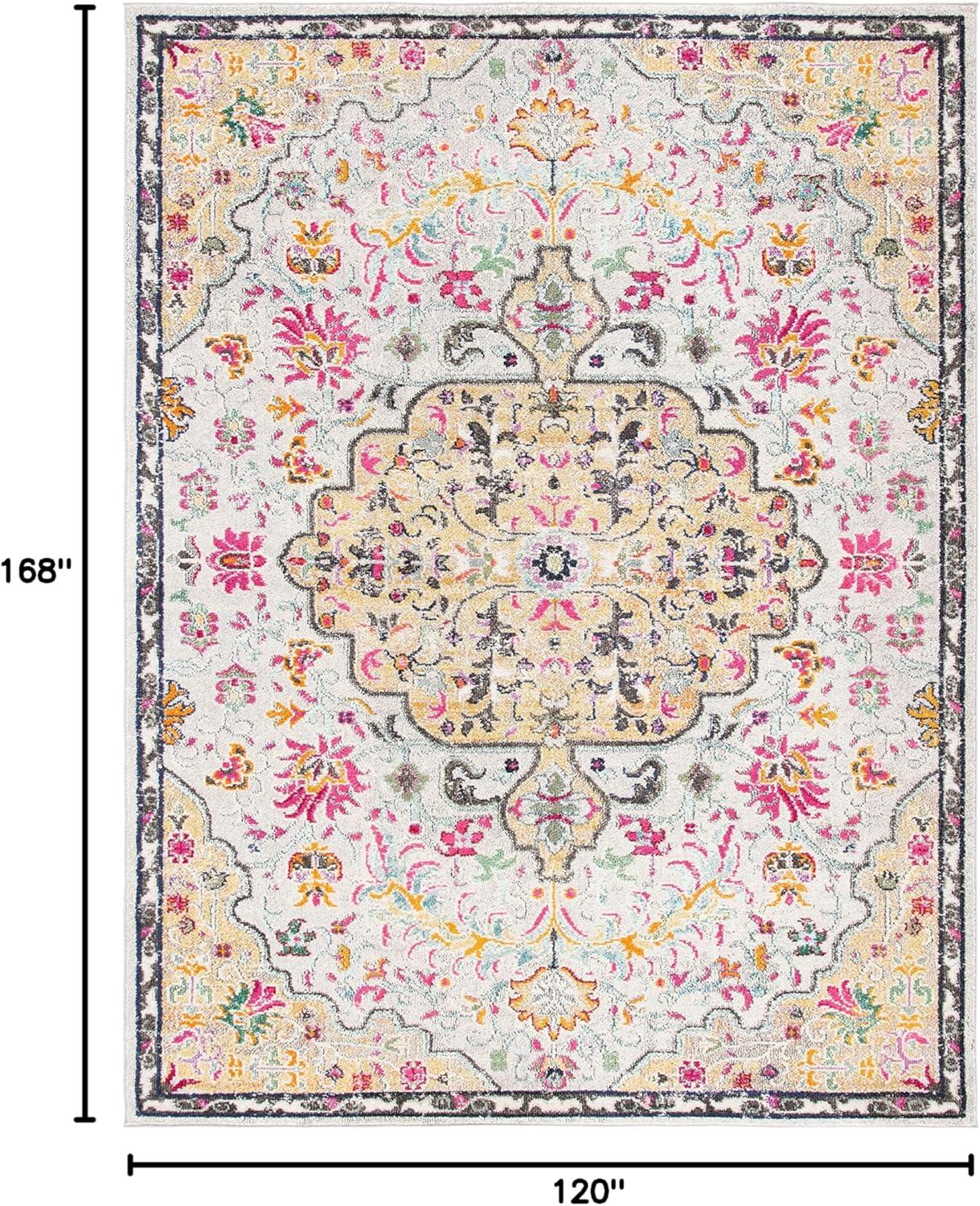 image:imageSAFAVIEH Area Rug 8x10 Madison Collection Large Ivory amp Orange Boho Chic Medallion Distressed Design NonShedding amp Easy Cleaning Ideal for Living Room Bedroom Dining Space MAD447AGreyGold
