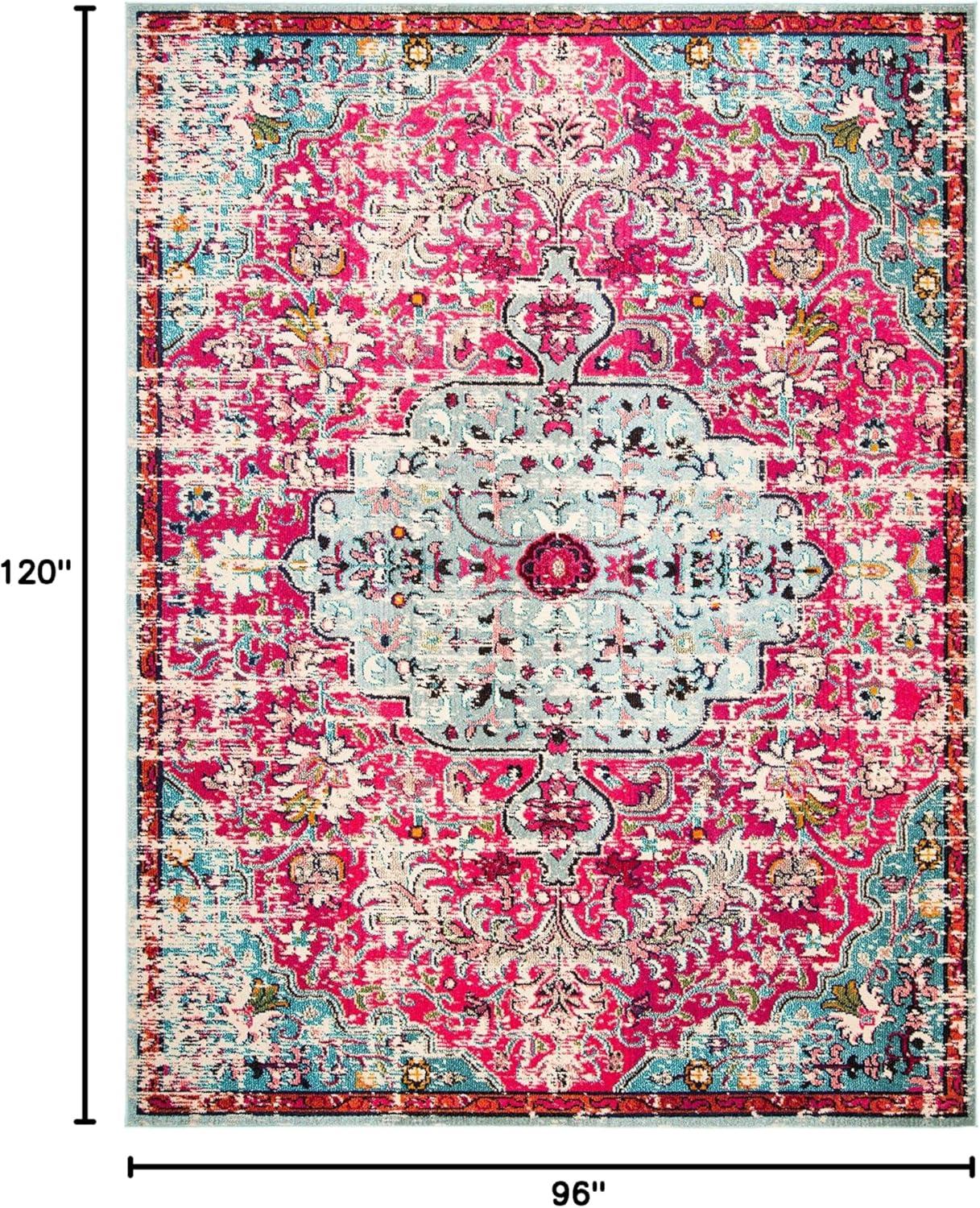 image:imageSAFAVIEH Area Rug 8x10 Madison Collection Large Ivory amp Orange Boho Chic Medallion Distressed Design NonShedding amp Easy Cleaning Ideal for Living Room Bedroom Dining Space MAD447AFuchsiaTeal