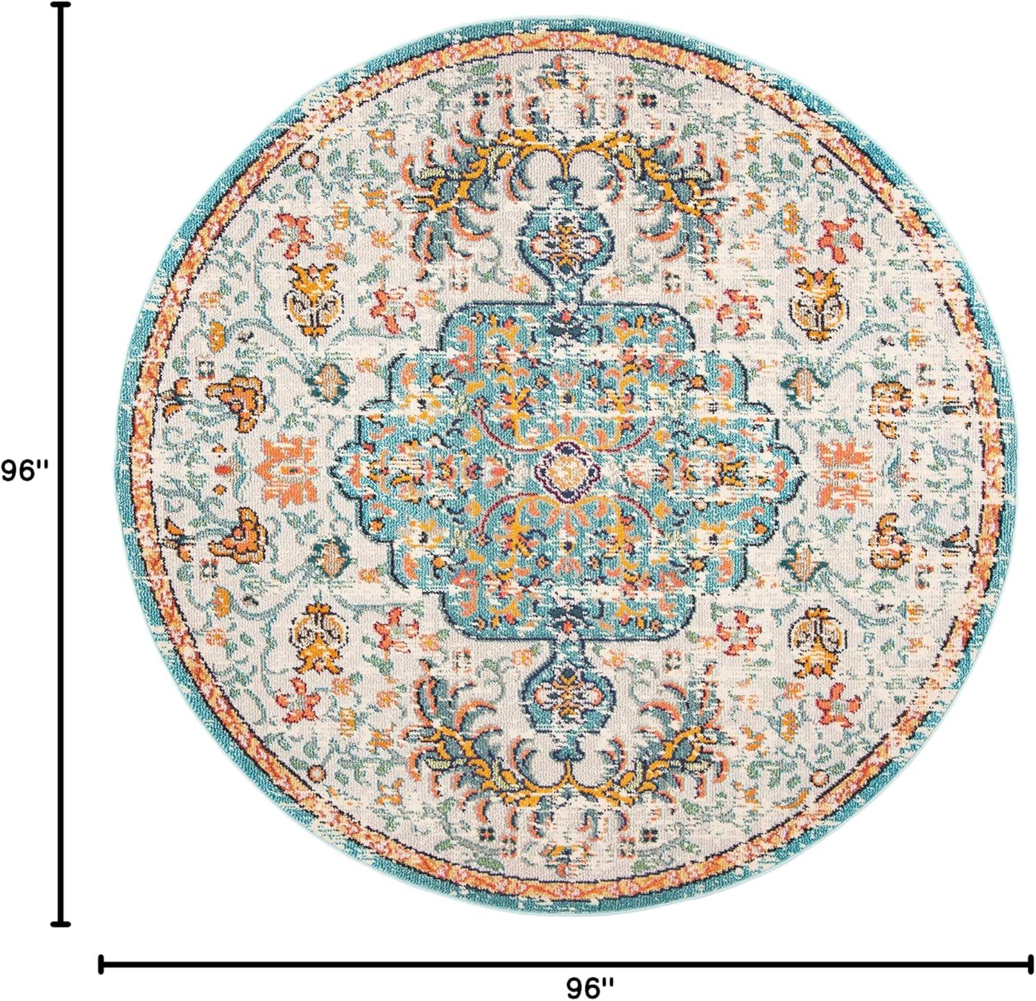 image:imageSAFAVIEH Area Rug 8x10 Madison Collection Large Ivory amp Orange Boho Chic Medallion Distressed Design NonShedding amp Easy Cleaning Ideal for Living Room Bedroom Dining Space MAD447AGreyLight Blue