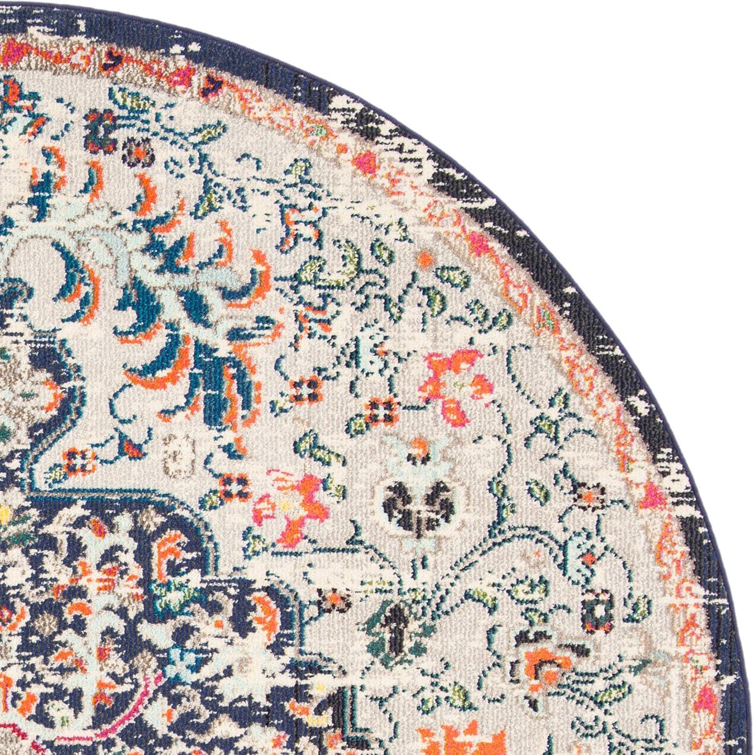 image:imageSAFAVIEH Area Rug 8x10 Madison Collection Large Ivory amp Orange Boho Chic Medallion Distressed Design NonShedding amp Easy Cleaning Ideal for Living Room Bedroom Dining Space MAD447ABeigeBlack