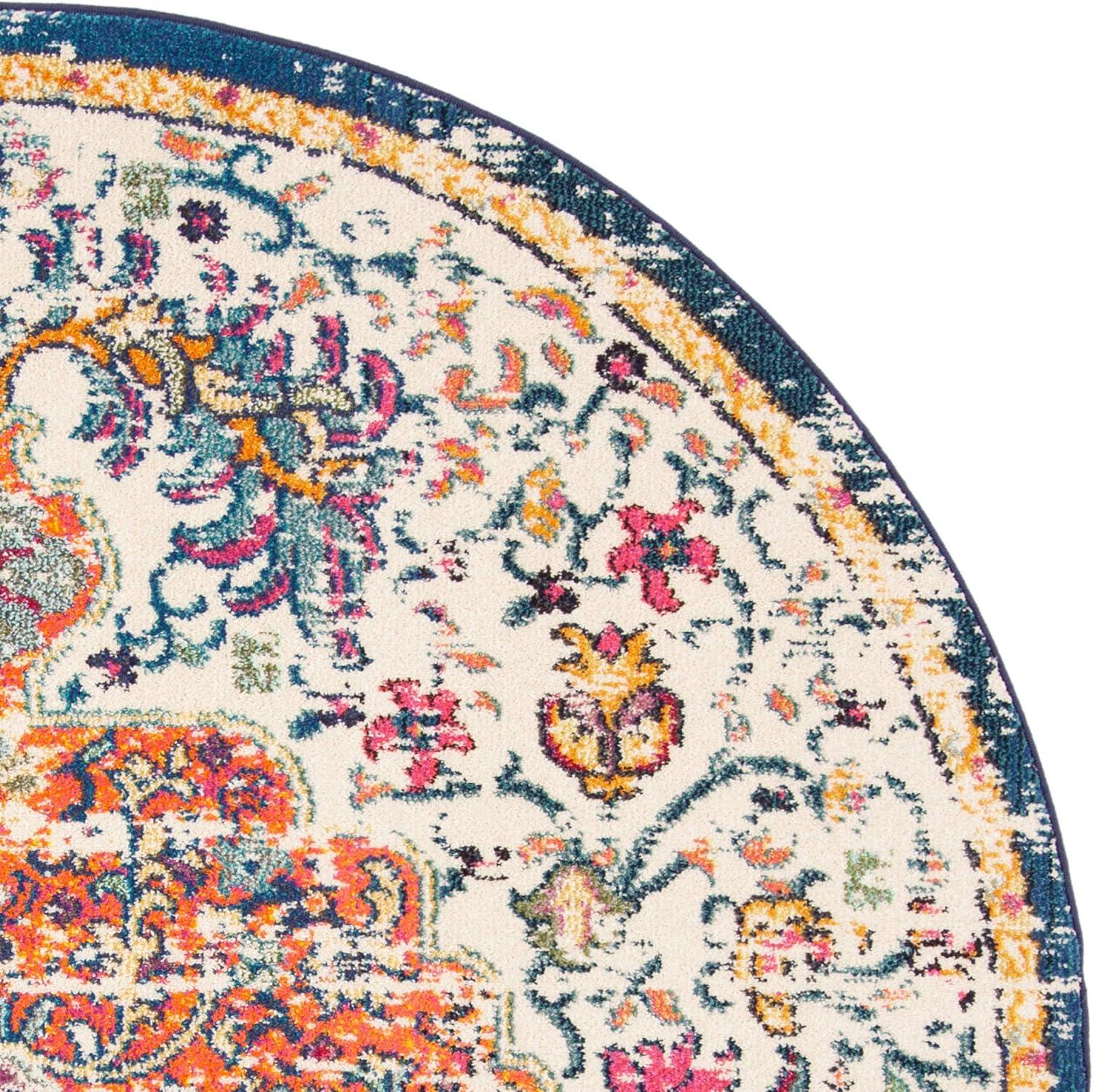 image:imageSAFAVIEH Area Rug 8x10 Madison Collection Large Ivory amp Orange Boho Chic Medallion Distressed Design NonShedding amp Easy Cleaning Ideal for Living Room Bedroom Dining Space MAD447AIvoryOrange
