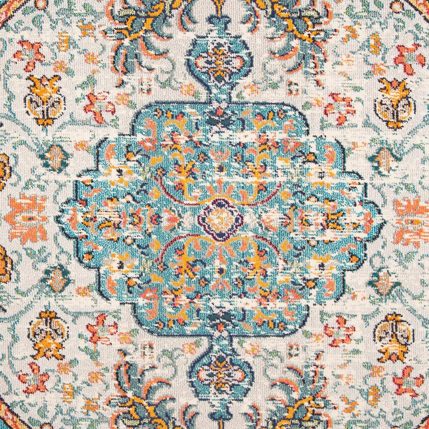 image:imageSAFAVIEH Area Rug 8x10 Madison Collection Large Ivory amp Orange Boho Chic Medallion Distressed Design NonShedding amp Easy Cleaning Ideal for Living Room Bedroom Dining Space MAD447AGreyLight Blue