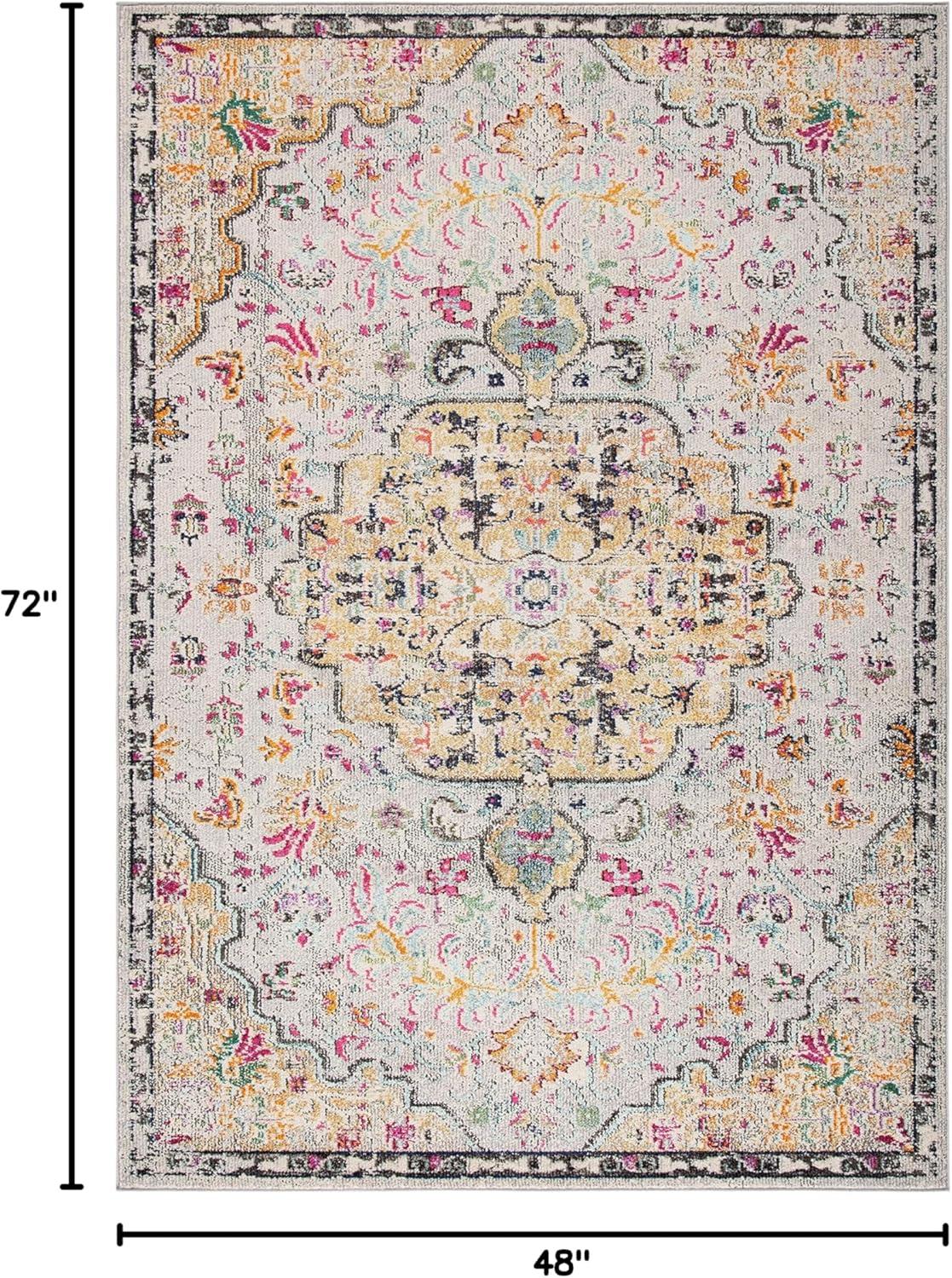 image:imageSAFAVIEH Area Rug 8x10 Madison Collection Large Ivory amp Orange Boho Chic Medallion Distressed Design NonShedding amp Easy Cleaning Ideal for Living Room Bedroom Dining Space MAD447AGreyGold