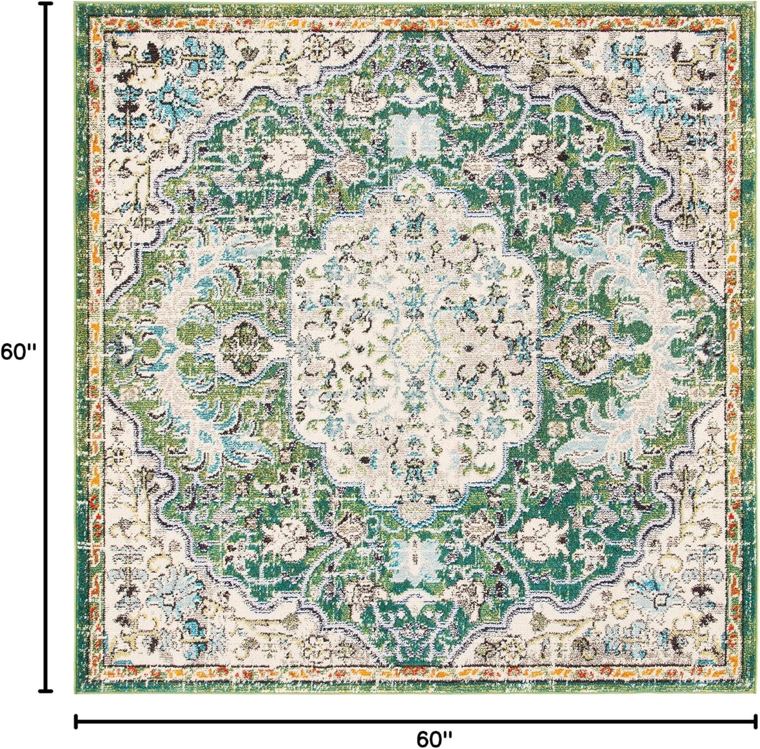 image:imageSAFAVIEH Area Rug 8x10 Madison Collection Large Ivory amp Orange Boho Chic Medallion Distressed Design NonShedding amp Easy Cleaning Ideal for Living Room Bedroom Dining Space MAD447AGreenTurquoise