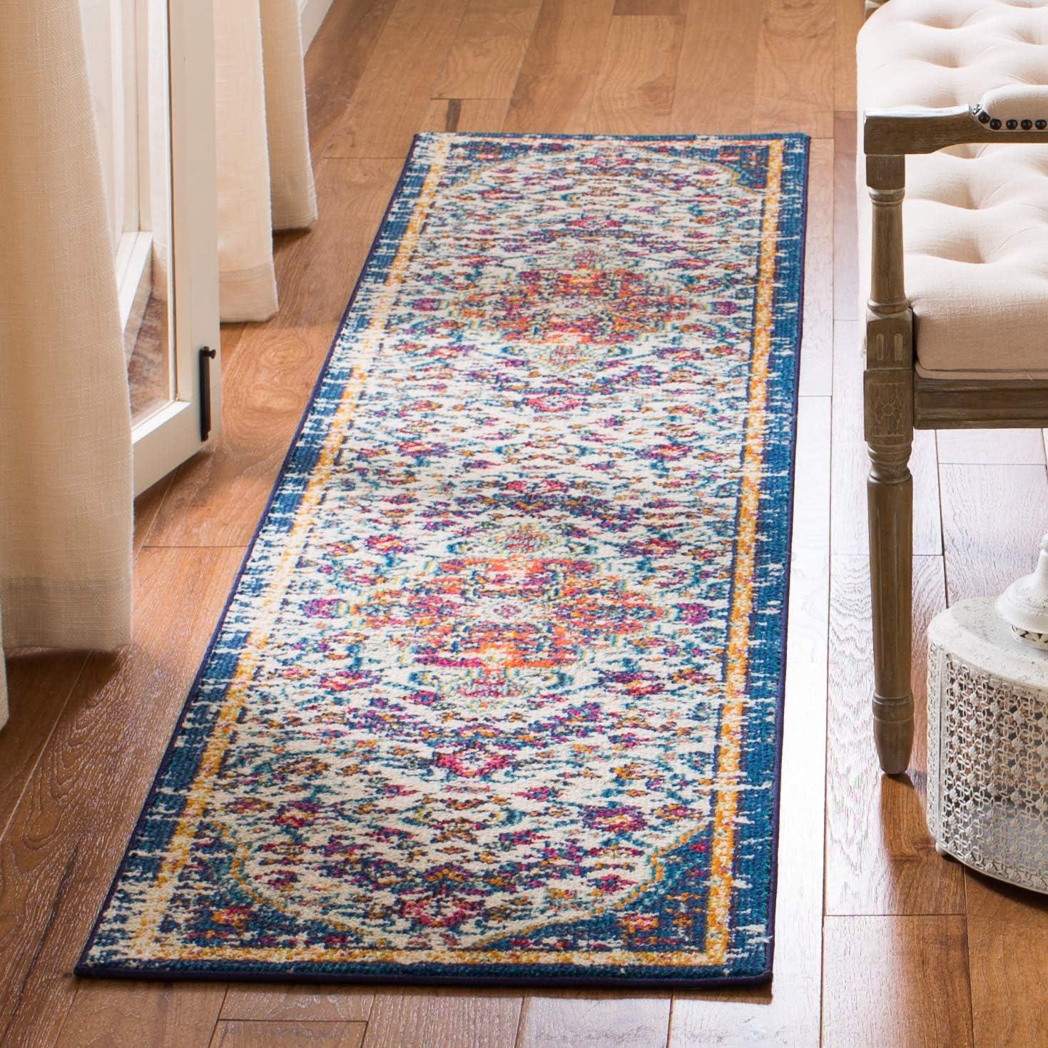 image:imageSAFAVIEH Area Rug 8x10 Madison Collection Large Ivory amp Orange Boho Chic Medallion Distressed Design NonShedding amp Easy Cleaning Ideal for Living Room Bedroom Dining Space MAD447AIvoryOrange