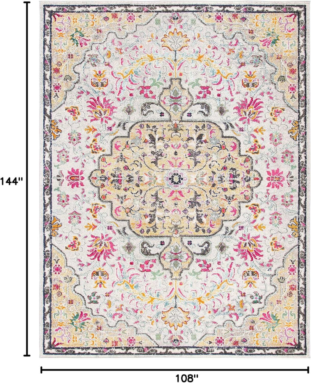 image:imageSAFAVIEH Area Rug 8x10 Madison Collection Large Ivory amp Orange Boho Chic Medallion Distressed Design NonShedding amp Easy Cleaning Ideal for Living Room Bedroom Dining Space MAD447AGreyGold