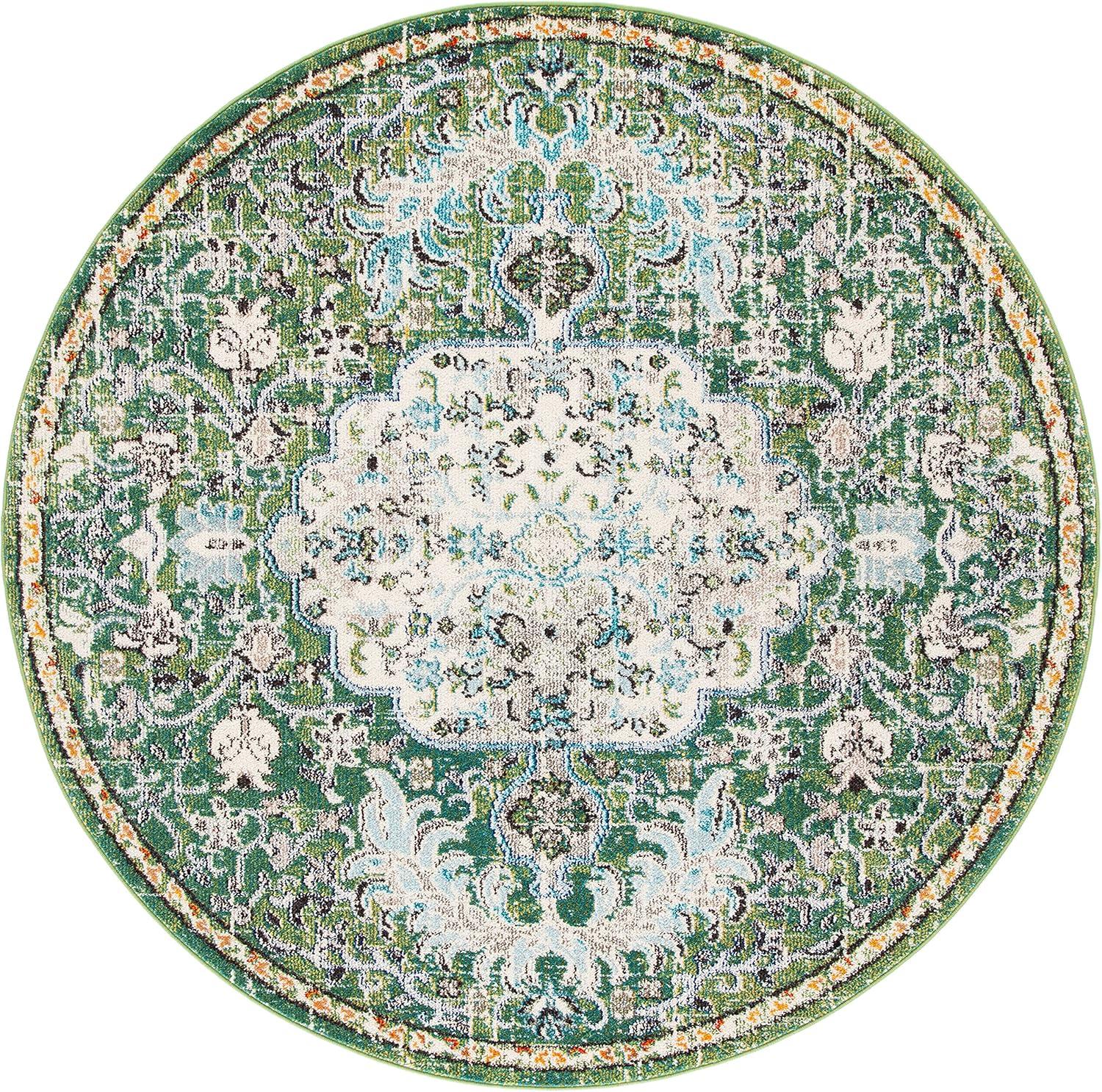 image:imageSAFAVIEH Area Rug 8x10 Madison Collection Large Ivory amp Orange Boho Chic Medallion Distressed Design NonShedding amp Easy Cleaning Ideal for Living Room Bedroom Dining Space MAD447AGreenTurquoise