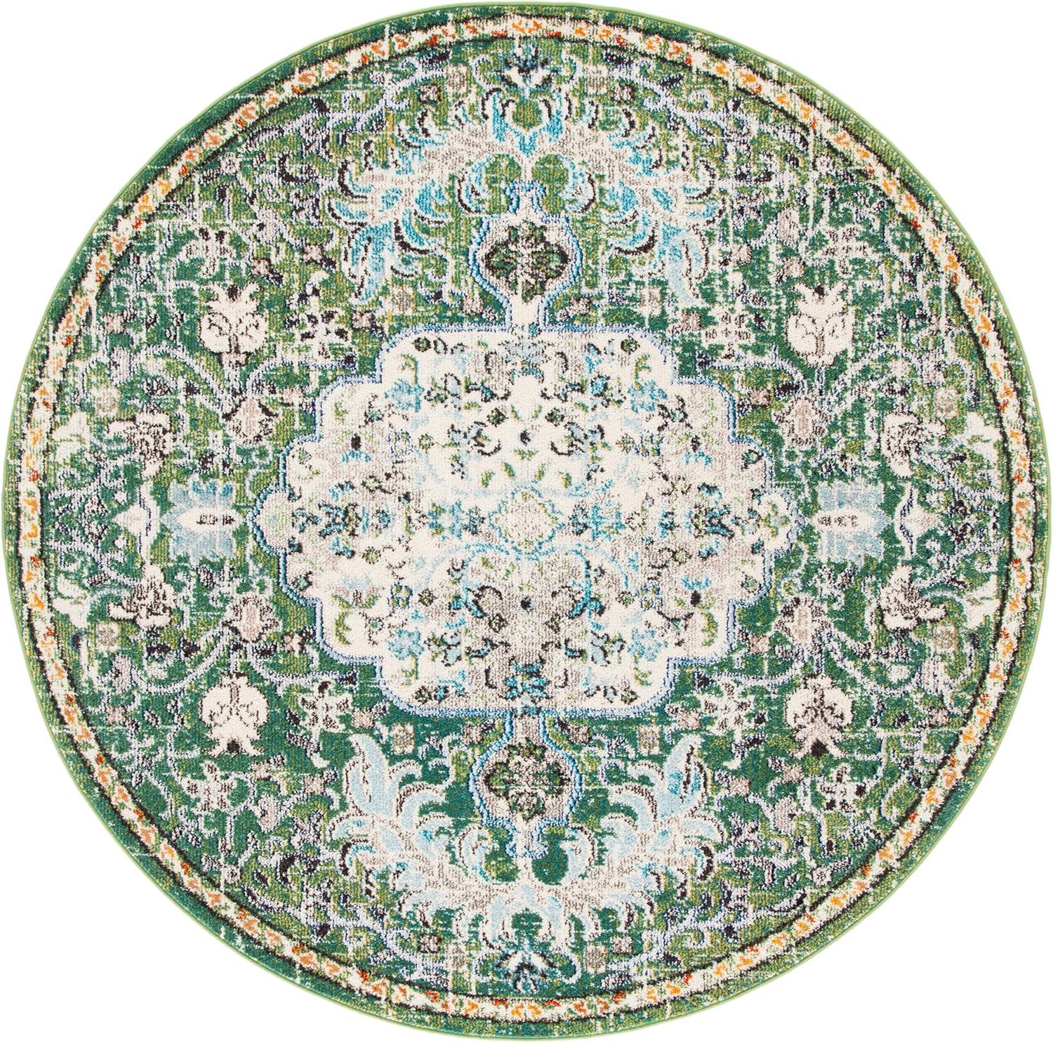 image:imageSAFAVIEH Area Rug 8x10 Madison Collection Large Ivory amp Orange Boho Chic Medallion Distressed Design NonShedding amp Easy Cleaning Ideal for Living Room Bedroom Dining Space MAD447AGreenTurquoise