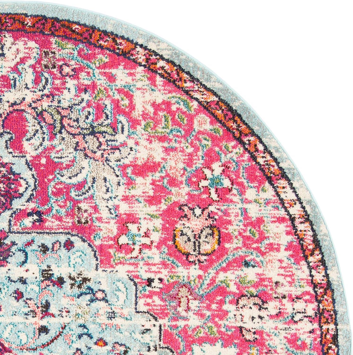 image:imageSAFAVIEH Area Rug 8x10 Madison Collection Large Ivory amp Orange Boho Chic Medallion Distressed Design NonShedding amp Easy Cleaning Ideal for Living Room Bedroom Dining Space MAD447AFuchsiaTeal