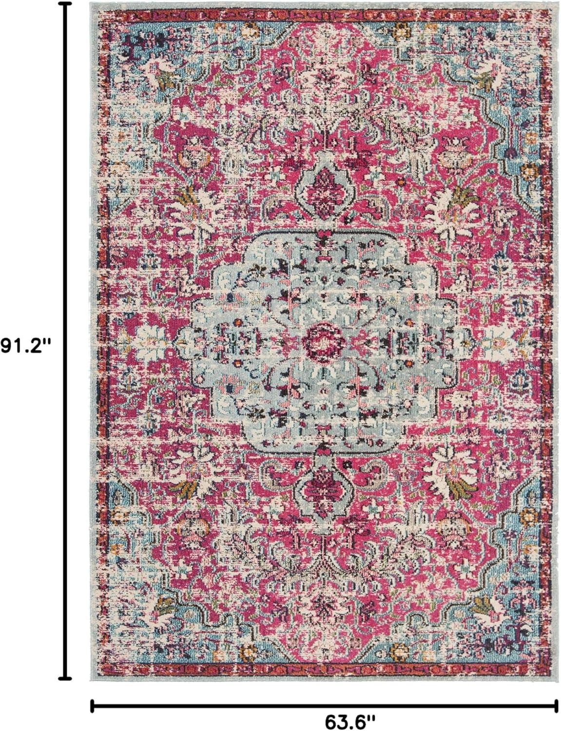 image:imageSAFAVIEH Area Rug 8x10 Madison Collection Large Ivory amp Orange Boho Chic Medallion Distressed Design NonShedding amp Easy Cleaning Ideal for Living Room Bedroom Dining Space MAD447AFuchsiaTeal