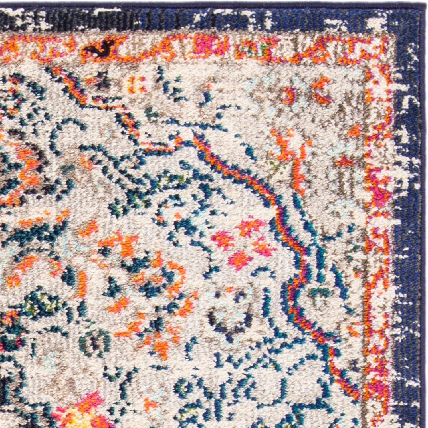 image:imageSAFAVIEH Area Rug 8x10 Madison Collection Large Ivory amp Orange Boho Chic Medallion Distressed Design NonShedding amp Easy Cleaning Ideal for Living Room Bedroom Dining Space MAD447ABeigeBlack
