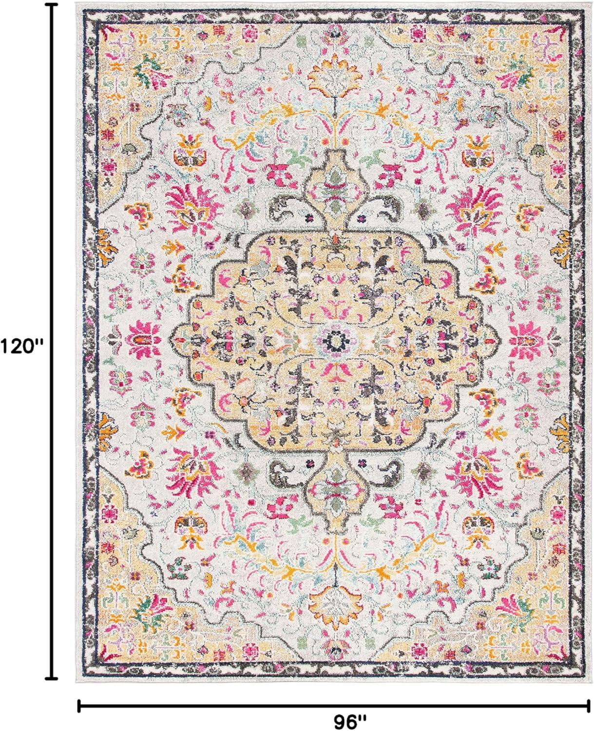 image:imageSAFAVIEH Area Rug 8x10 Madison Collection Large Ivory amp Orange Boho Chic Medallion Distressed Design NonShedding amp Easy Cleaning Ideal for Living Room Bedroom Dining Space MAD447AGreyGold