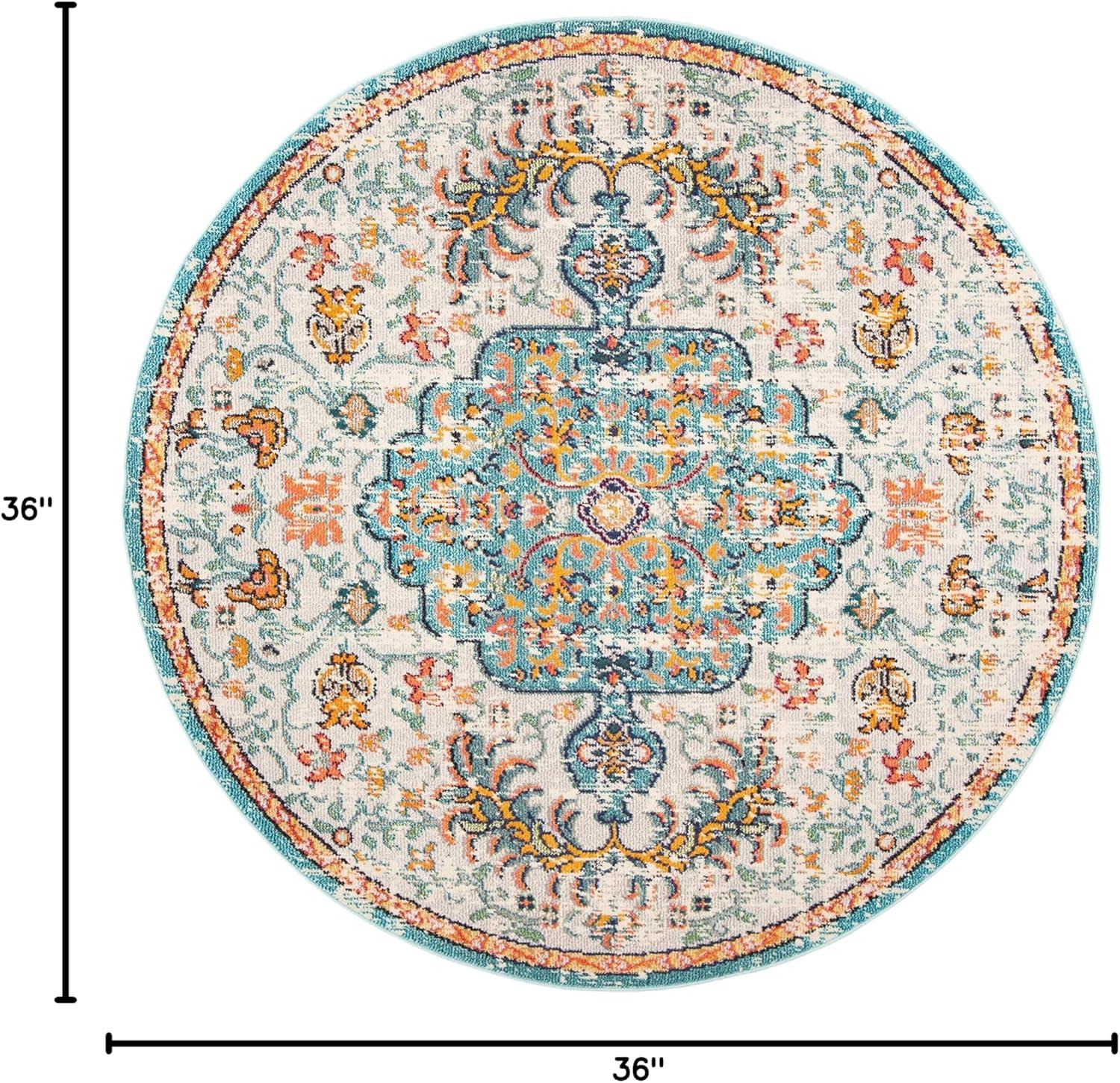 image:imageSAFAVIEH Area Rug 8x10 Madison Collection Large Ivory amp Orange Boho Chic Medallion Distressed Design NonShedding amp Easy Cleaning Ideal for Living Room Bedroom Dining Space MAD447AGreyLight Blue