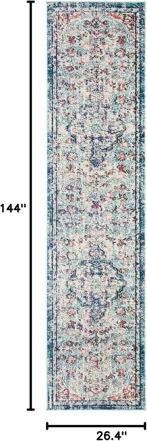 image:imageSAFAVIEH Area Rug 8x10 Madison Collection Large Ivory amp Orange Boho Chic Medallion Distressed Design NonShedding amp Easy Cleaning Ideal for Living Room Bedroom Dining Space MAD447ANavyLight Blue