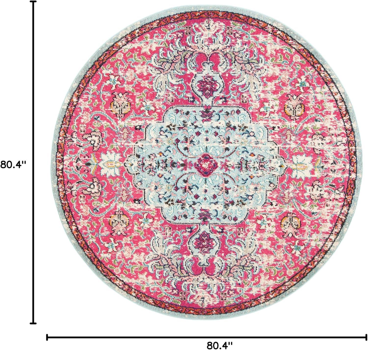 image:imageSAFAVIEH Area Rug 8x10 Madison Collection Large Ivory amp Orange Boho Chic Medallion Distressed Design NonShedding amp Easy Cleaning Ideal for Living Room Bedroom Dining Space MAD447AFuchsiaTeal