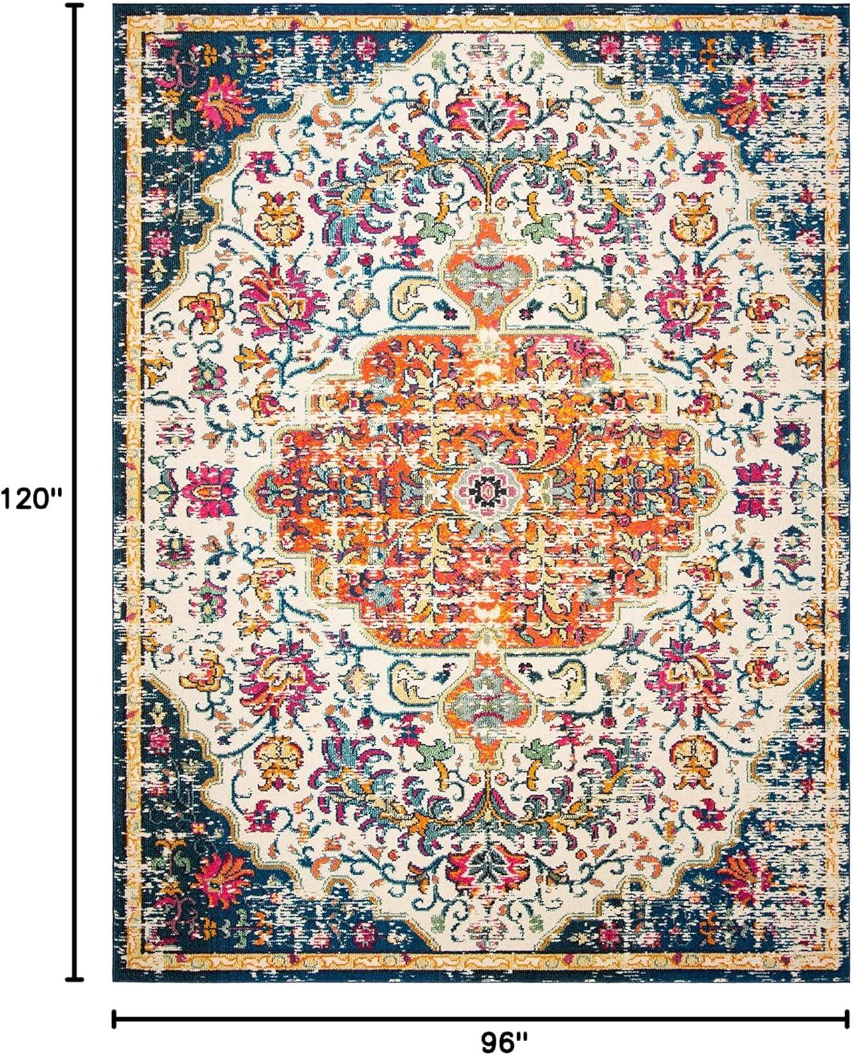image:imageSAFAVIEH Area Rug 8x10 Madison Collection Large Ivory amp Orange Boho Chic Medallion Distressed Design NonShedding amp Easy Cleaning Ideal for Living Room Bedroom Dining Space MAD447AIvoryOrange