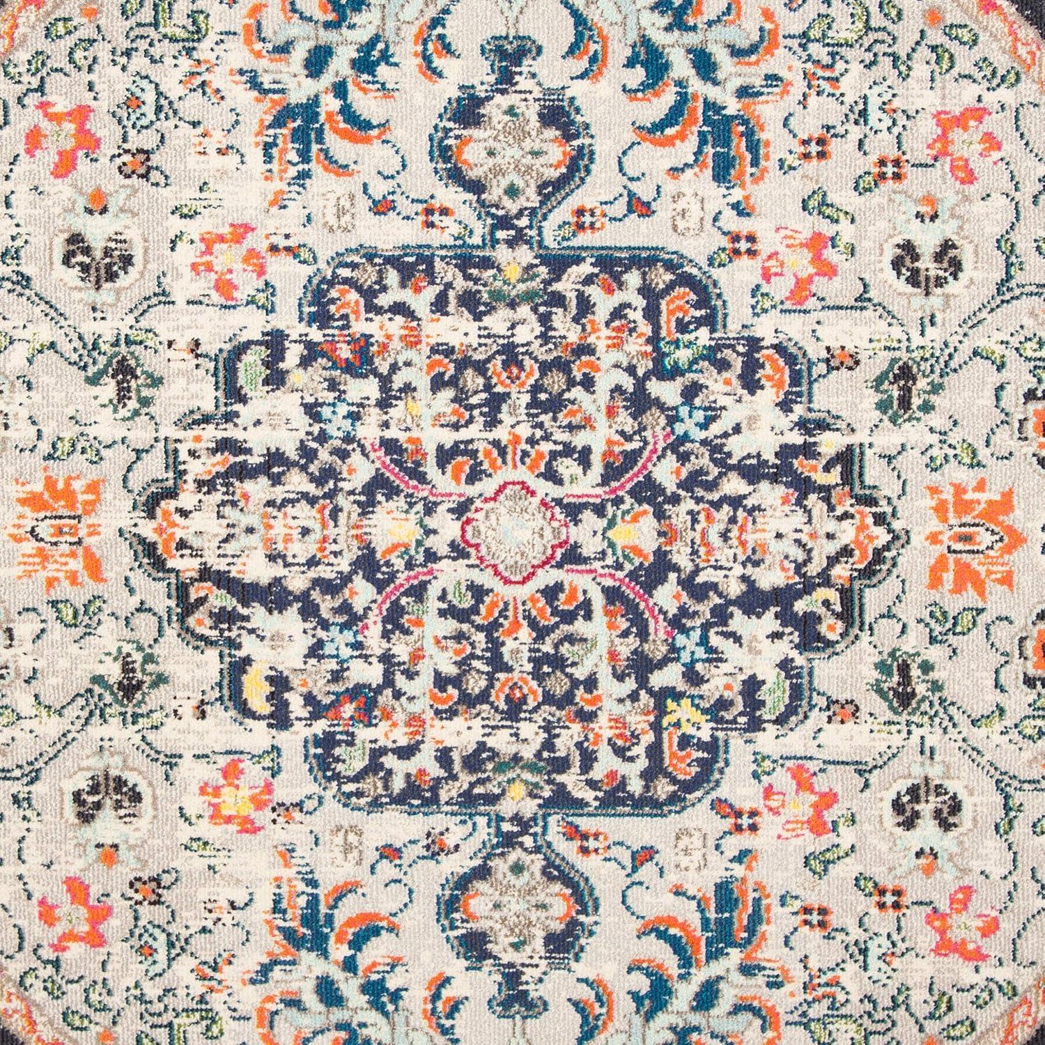 image:imageSAFAVIEH Area Rug 8x10 Madison Collection Large Ivory amp Orange Boho Chic Medallion Distressed Design NonShedding amp Easy Cleaning Ideal for Living Room Bedroom Dining Space MAD447ABeigeBlack