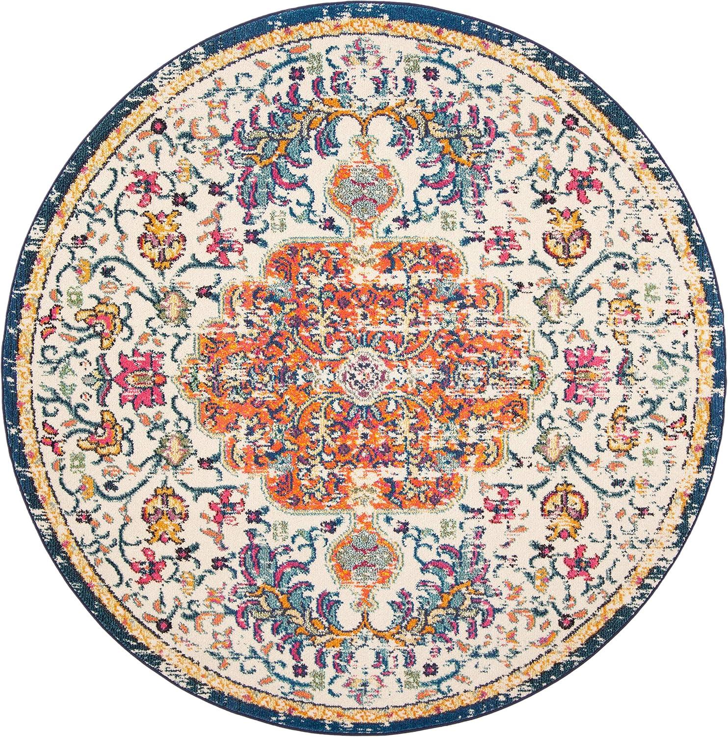 image:imageSAFAVIEH Area Rug 8x10 Madison Collection Large Ivory amp Orange Boho Chic Medallion Distressed Design NonShedding amp Easy Cleaning Ideal for Living Room Bedroom Dining Space MAD447AIvoryOrange