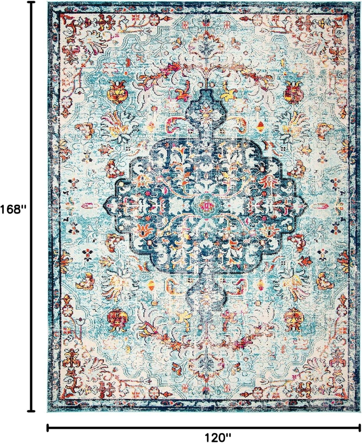 image:imageSAFAVIEH Area Rug 8x10 Madison Collection Large Ivory amp Orange Boho Chic Medallion Distressed Design NonShedding amp Easy Cleaning Ideal for Living Room Bedroom Dining Space MAD447ANavyLight Blue