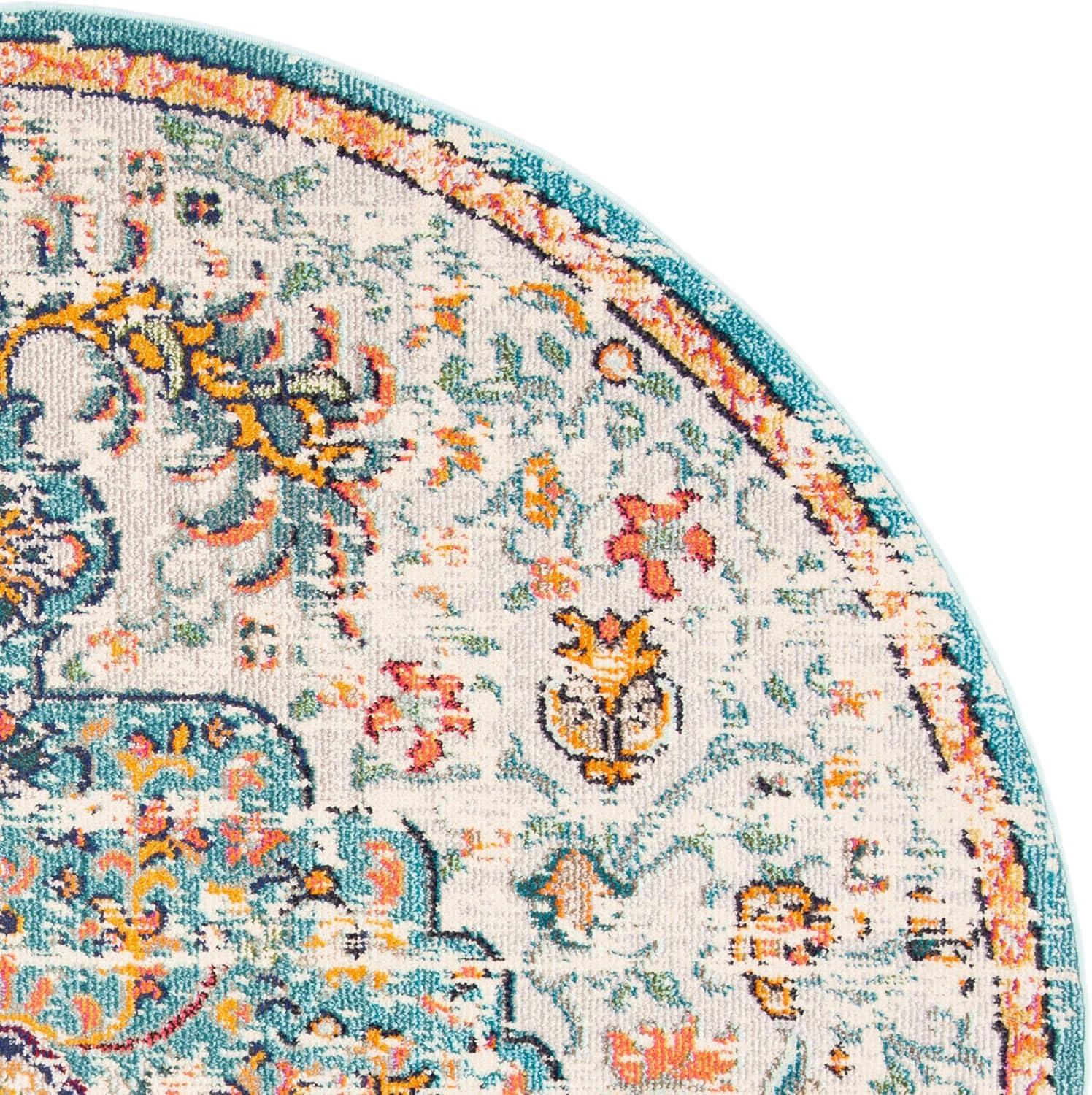 image:imageSAFAVIEH Area Rug 8x10 Madison Collection Large Ivory amp Orange Boho Chic Medallion Distressed Design NonShedding amp Easy Cleaning Ideal for Living Room Bedroom Dining Space MAD447AGreyLight Blue