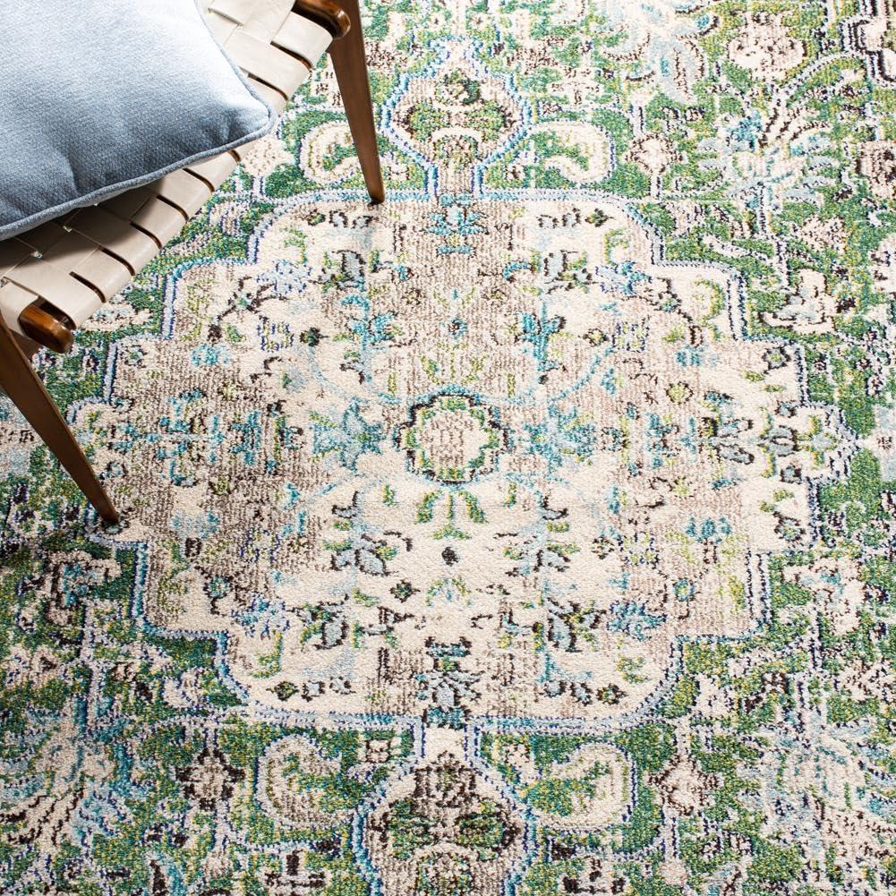 image:imageSAFAVIEH Area Rug 8x10 Madison Collection Large Ivory amp Orange Boho Chic Medallion Distressed Design NonShedding amp Easy Cleaning Ideal for Living Room Bedroom Dining Space MAD447AGreenTurquoise
