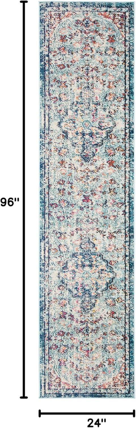 image:imageSAFAVIEH Area Rug 8x10 Madison Collection Large Ivory amp Orange Boho Chic Medallion Distressed Design NonShedding amp Easy Cleaning Ideal for Living Room Bedroom Dining Space MAD447ANavyLight Blue