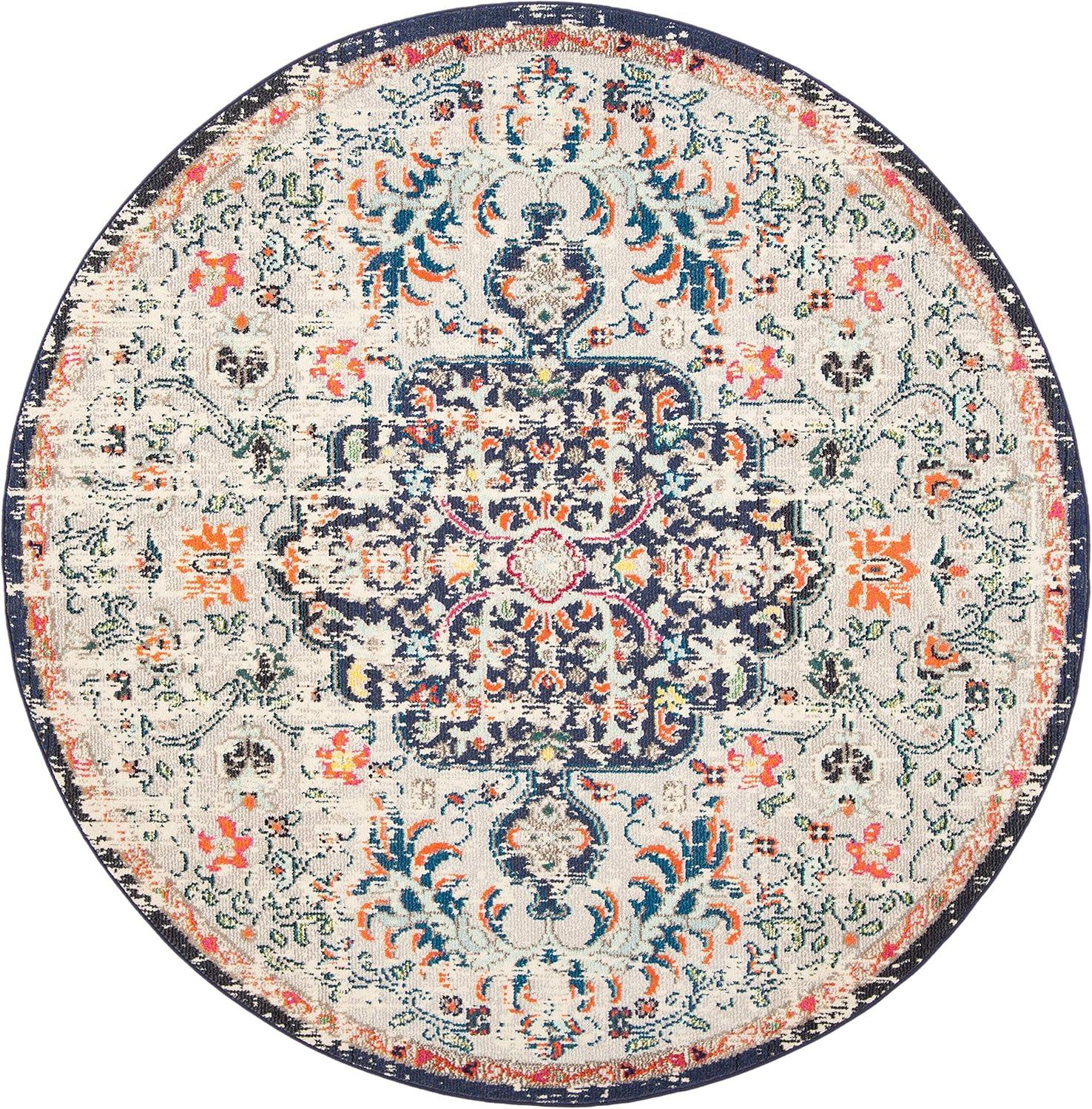 image:imageSAFAVIEH Area Rug 8x10 Madison Collection Large Ivory amp Orange Boho Chic Medallion Distressed Design NonShedding amp Easy Cleaning Ideal for Living Room Bedroom Dining Space MAD447ABeigeBlack