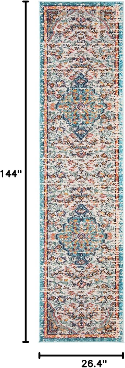 image:imageSAFAVIEH Area Rug 8x10 Madison Collection Large Ivory amp Orange Boho Chic Medallion Distressed Design NonShedding amp Easy Cleaning Ideal for Living Room Bedroom Dining Space MAD447AGreyLight Blue