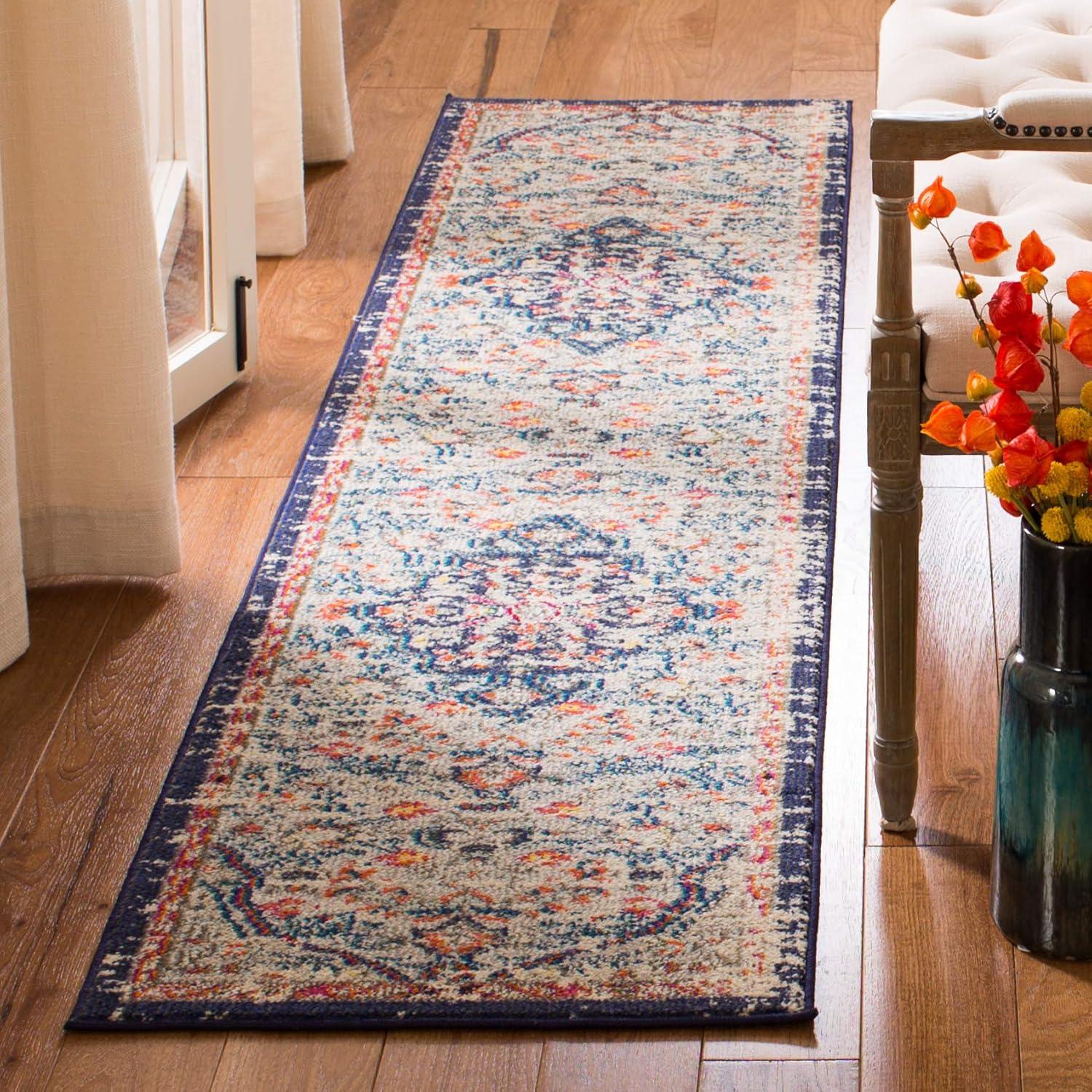 image:imageSAFAVIEH Area Rug 8x10 Madison Collection Large Ivory amp Orange Boho Chic Medallion Distressed Design NonShedding amp Easy Cleaning Ideal for Living Room Bedroom Dining Space MAD447ABeigeBlack