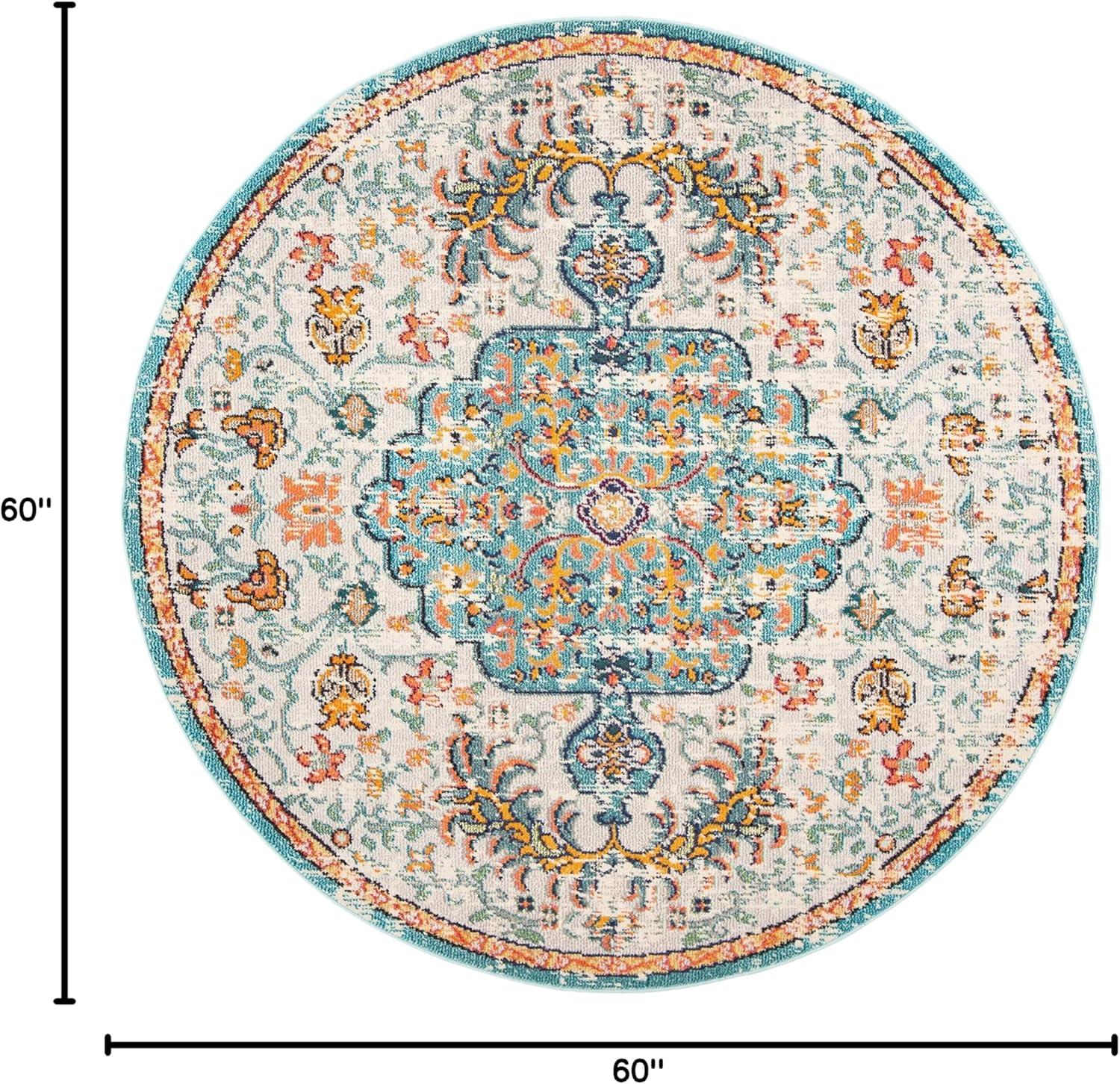 image:imageSAFAVIEH Area Rug 8x10 Madison Collection Large Ivory amp Orange Boho Chic Medallion Distressed Design NonShedding amp Easy Cleaning Ideal for Living Room Bedroom Dining Space MAD447AGreyLight Blue